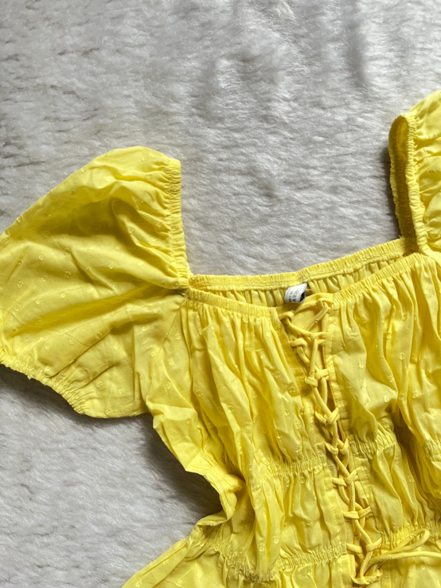 Yellow puffed sleeve top