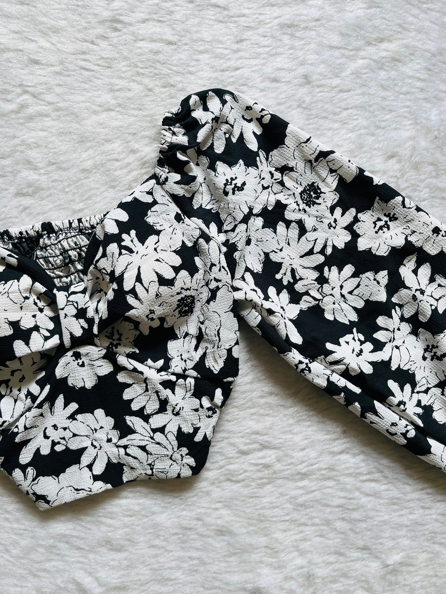 Black Floral padded top