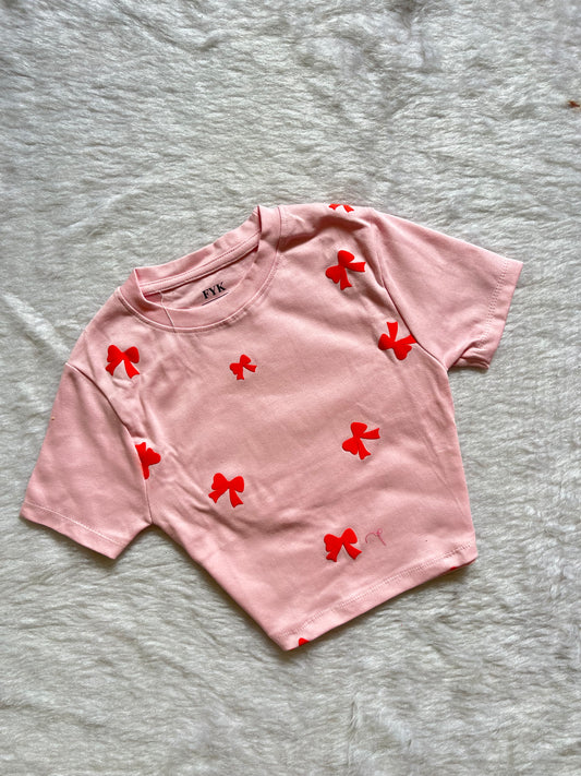 Ginger pink Bow baby tee🤍