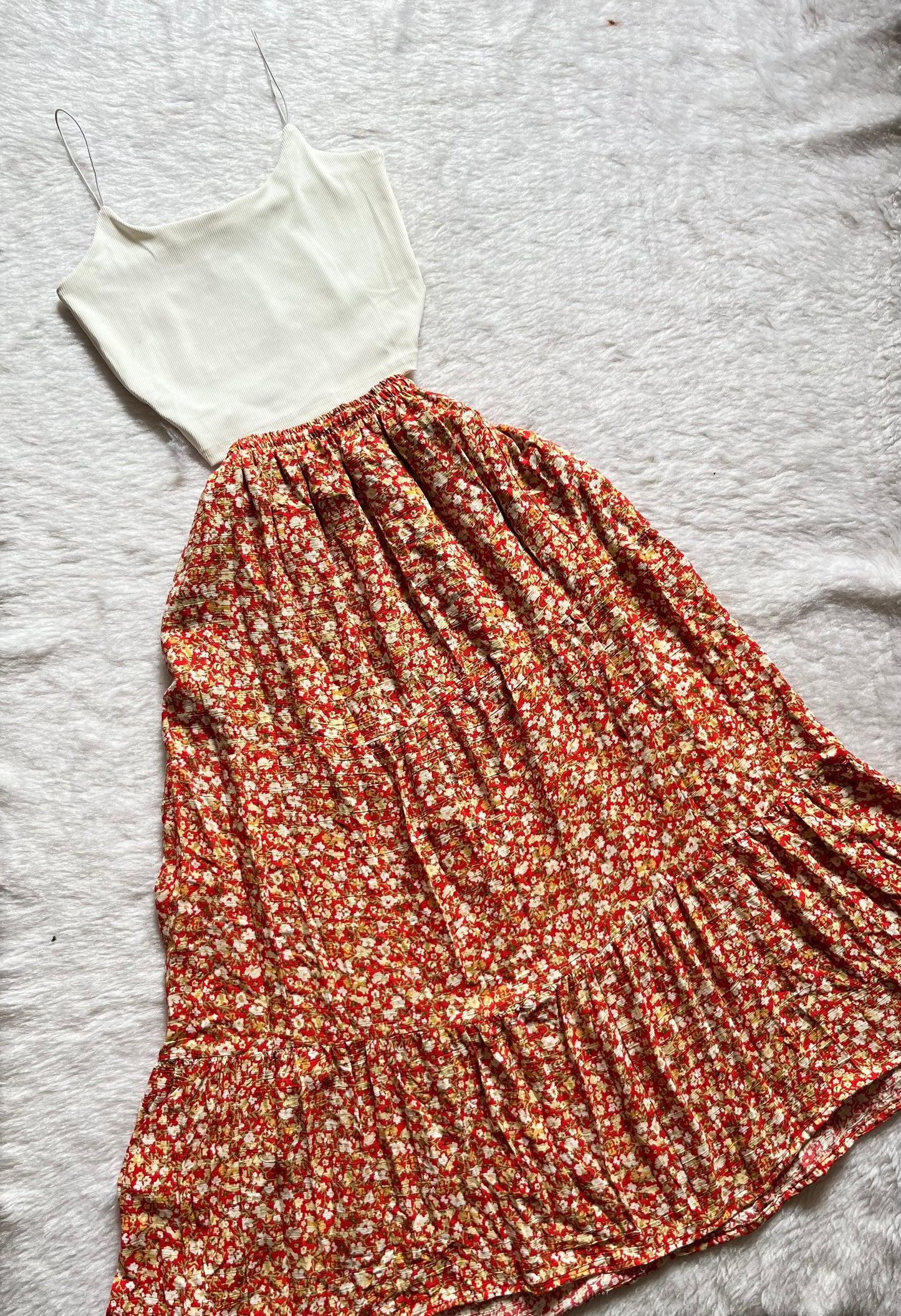 Orange Floral skirt