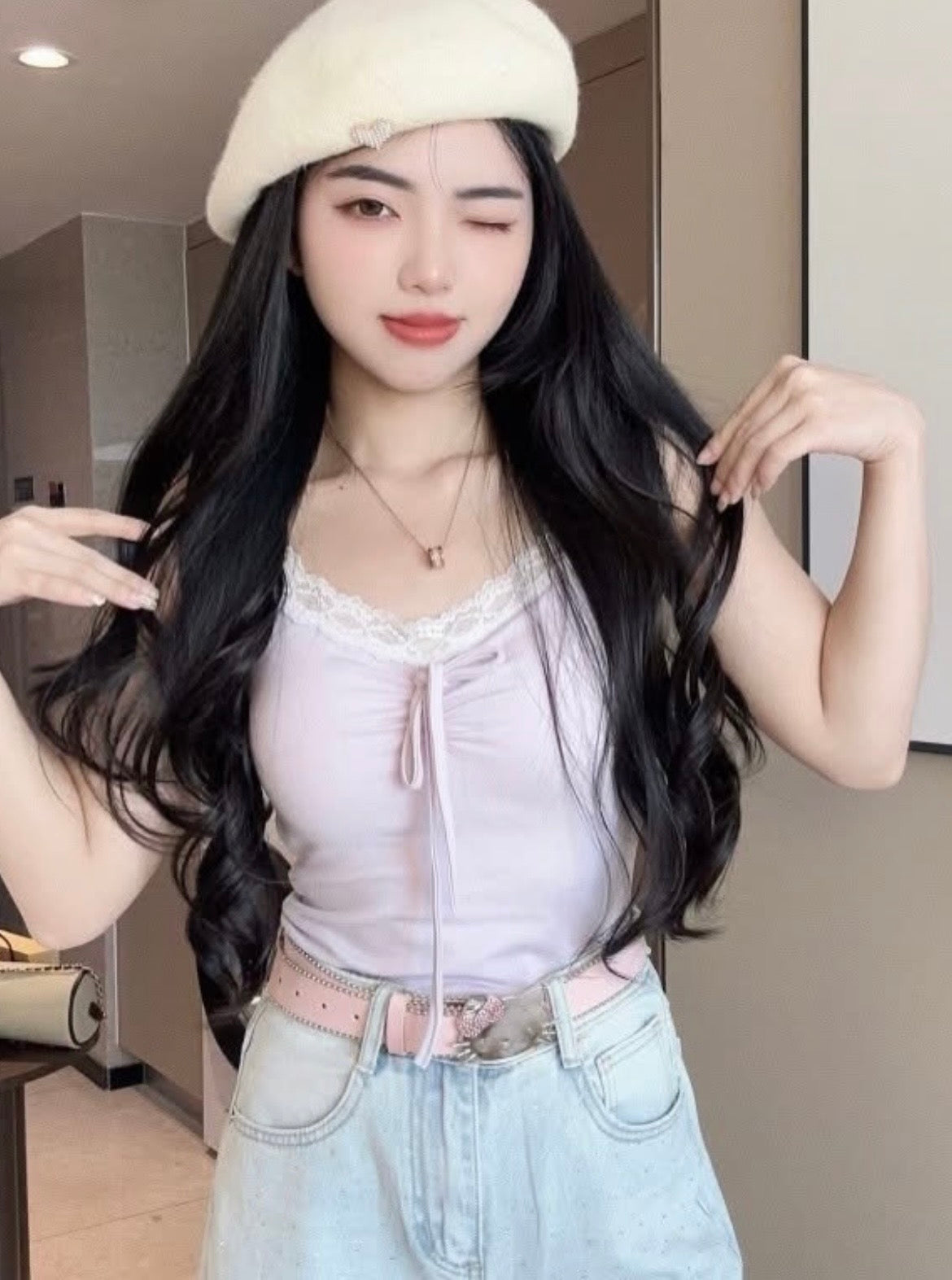 Pastel lacy cami tops🤍