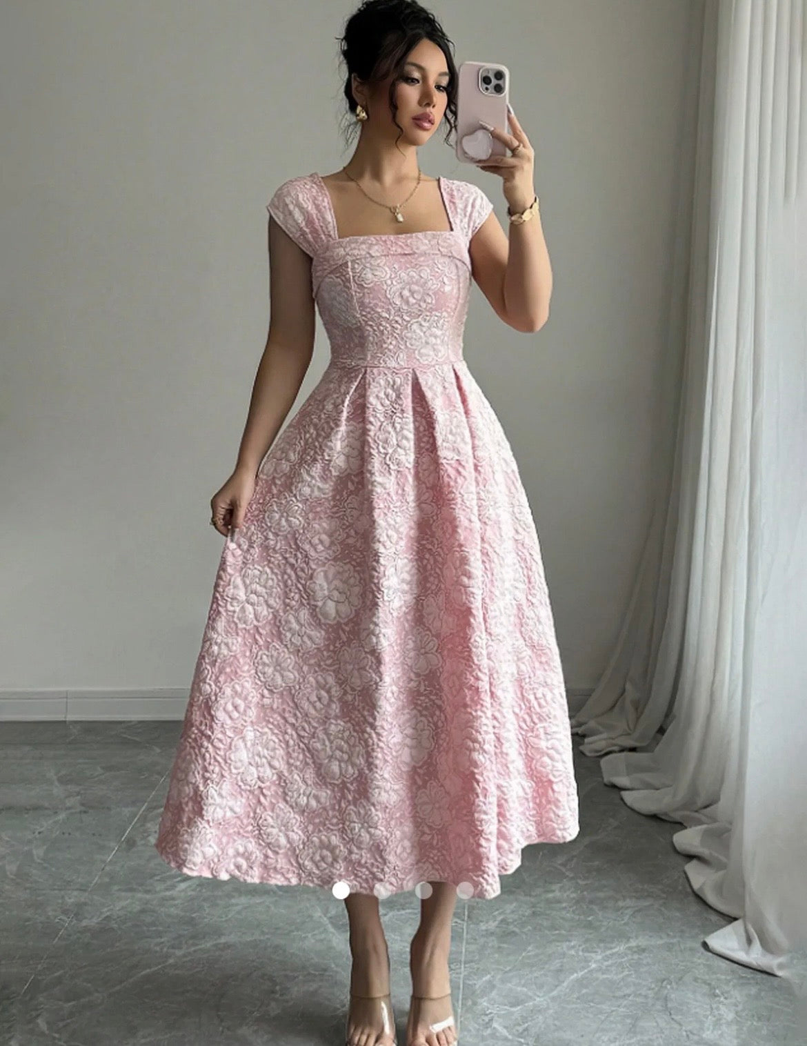 Peach pink dress