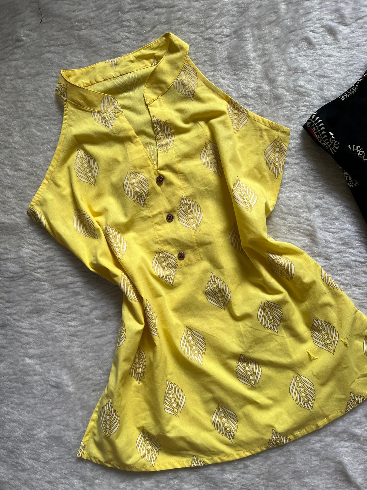 Yellow printed kurta