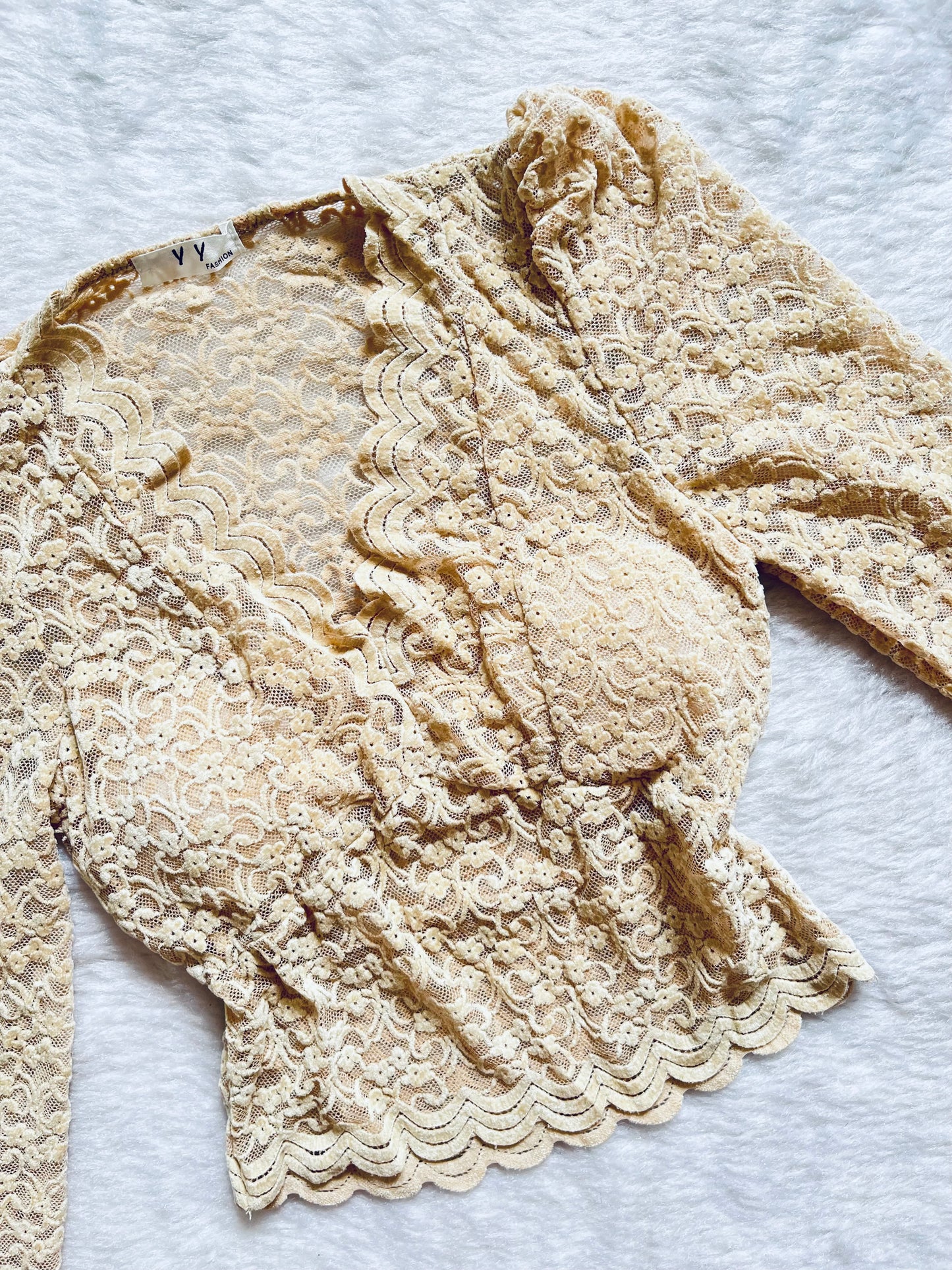 Beige lacy vneck top