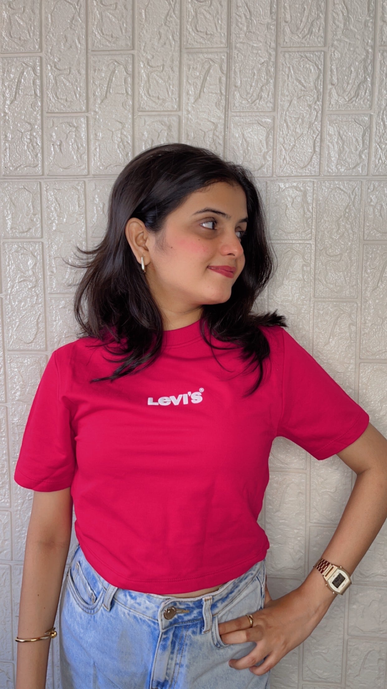 Hot Pink levis baby teeš¤