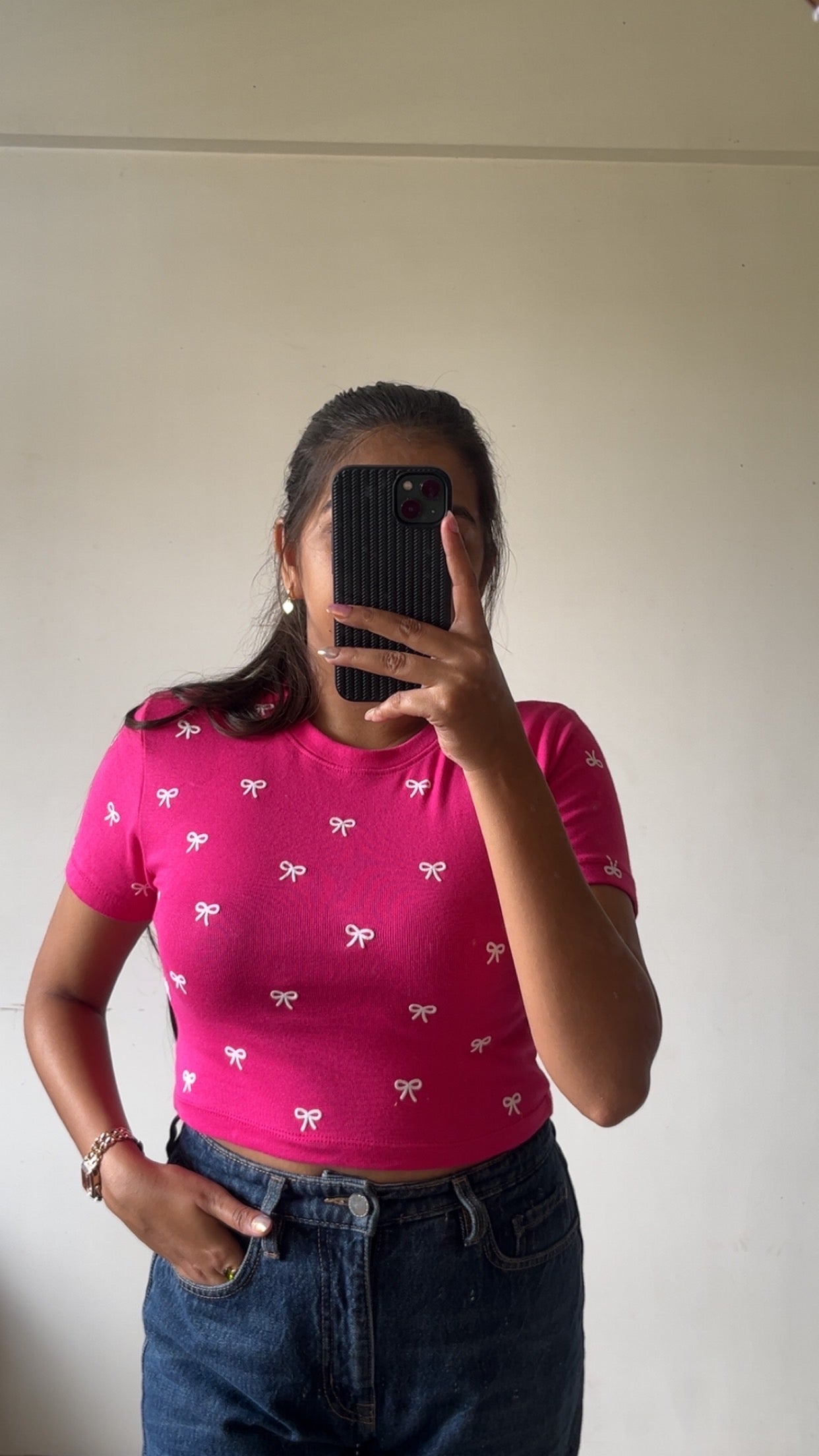 Hot pink Bow baby teeš¤