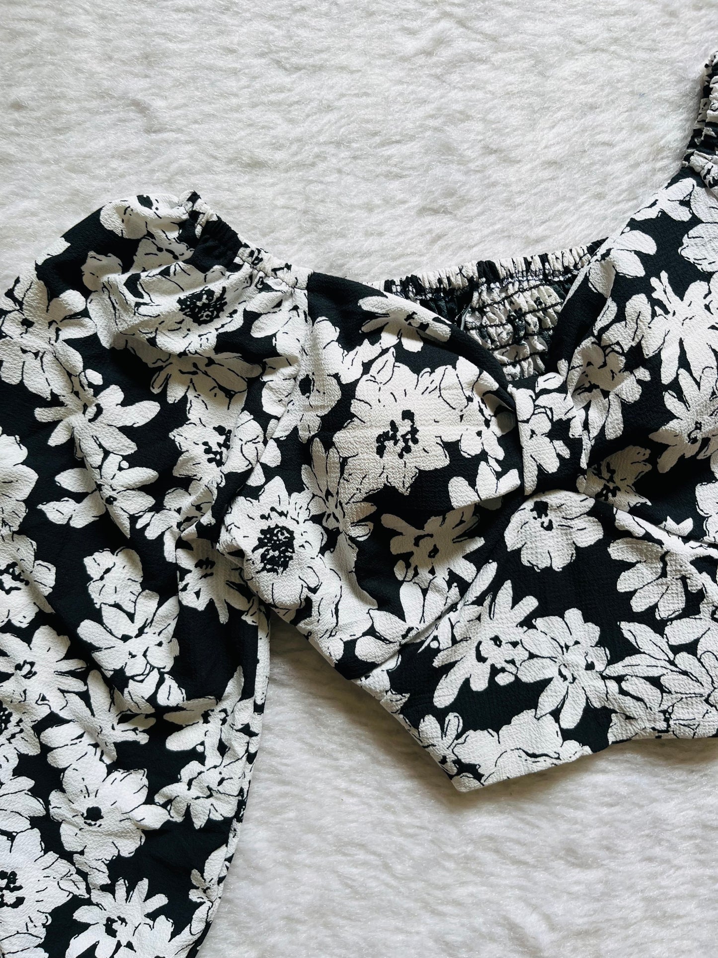 Black Floral padded top
