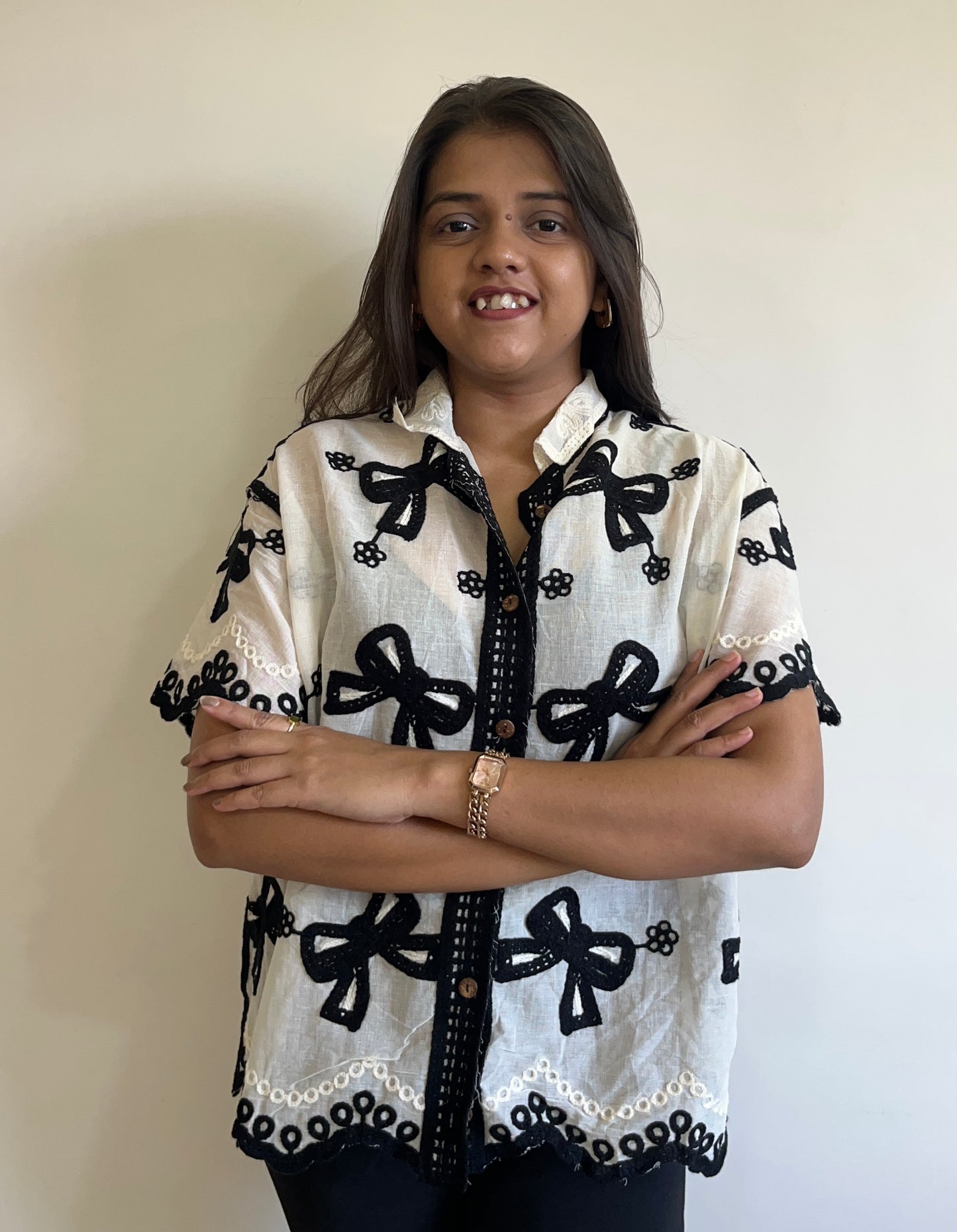 Bow half sleeve shirtš¤