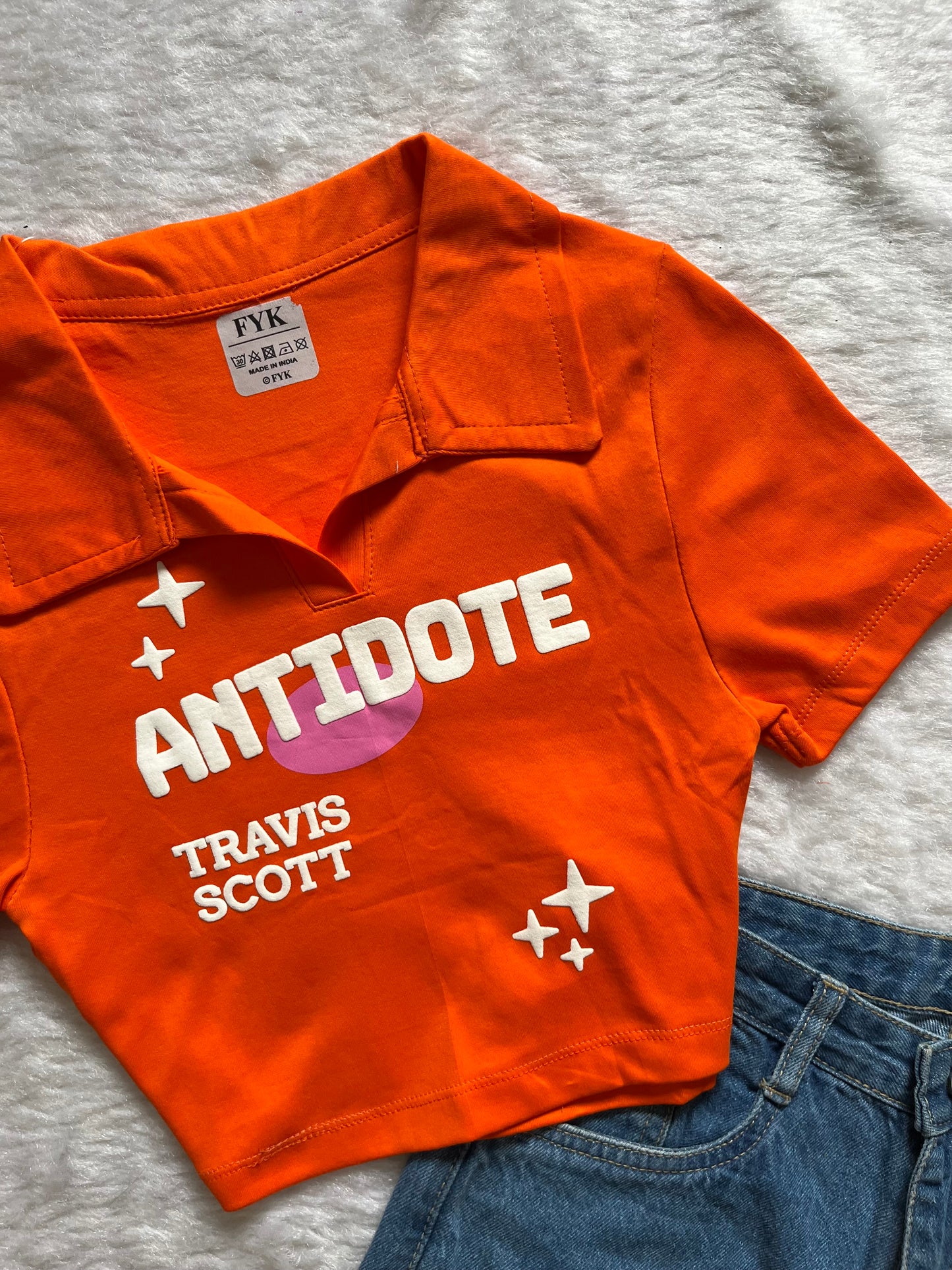Orange antidote collared tee