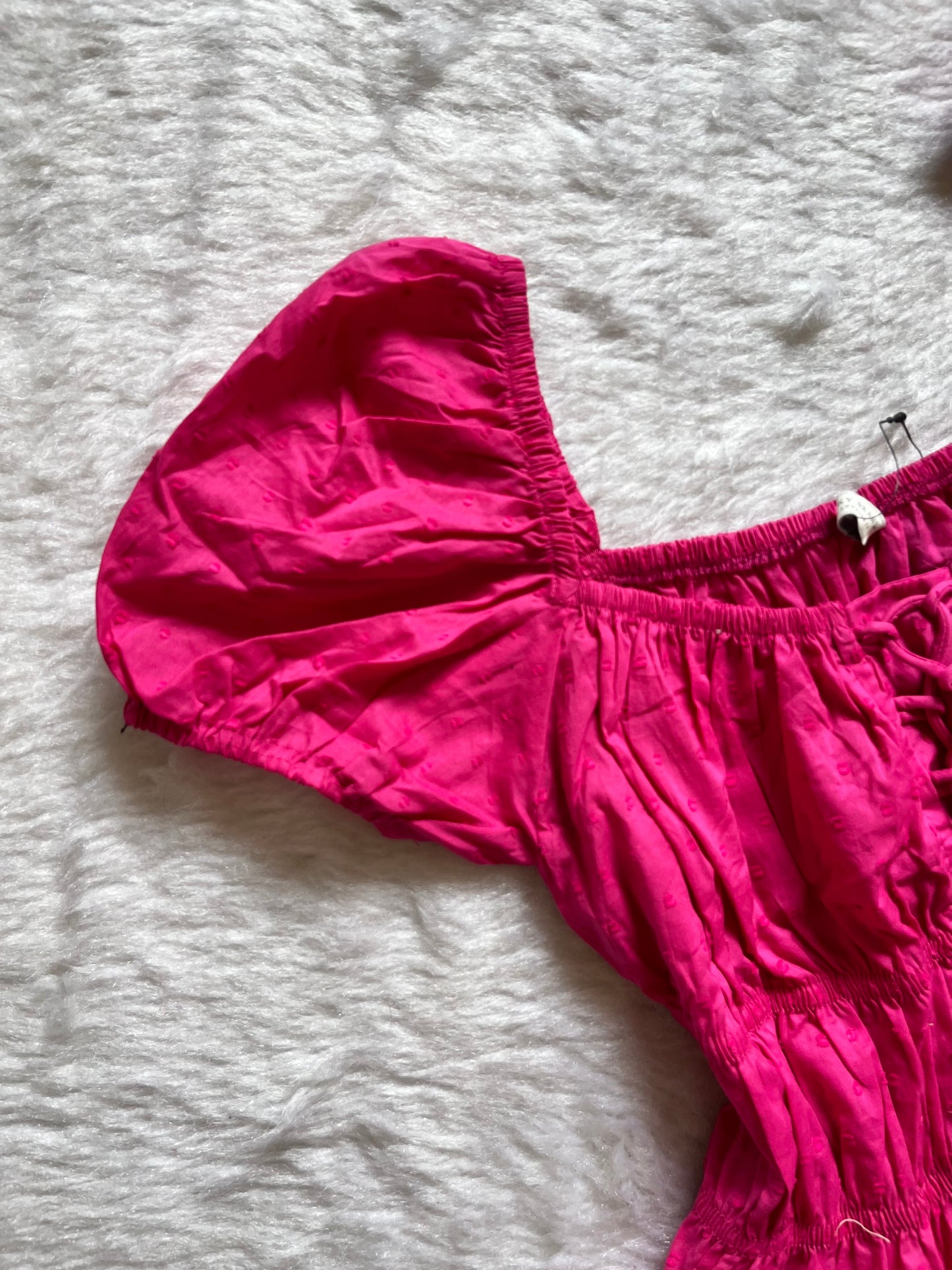 Hot Pink puffed sleeve top