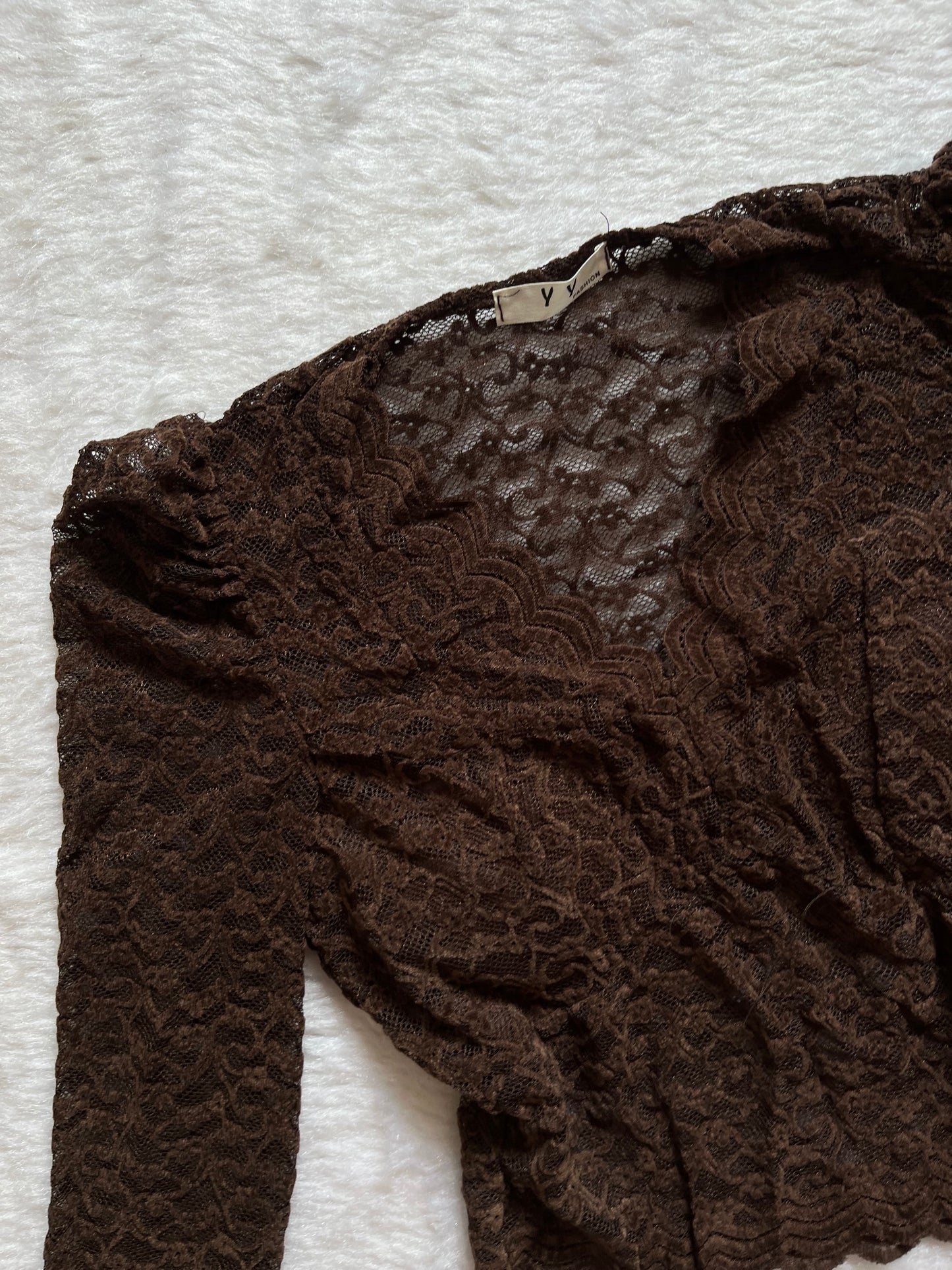 Brown lacy vneck top