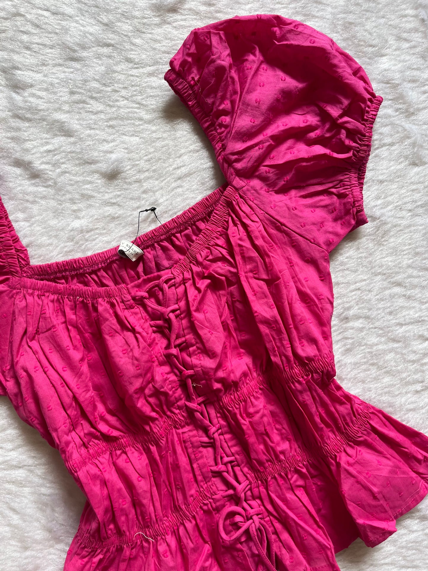 Hot Pink puffed sleeve top