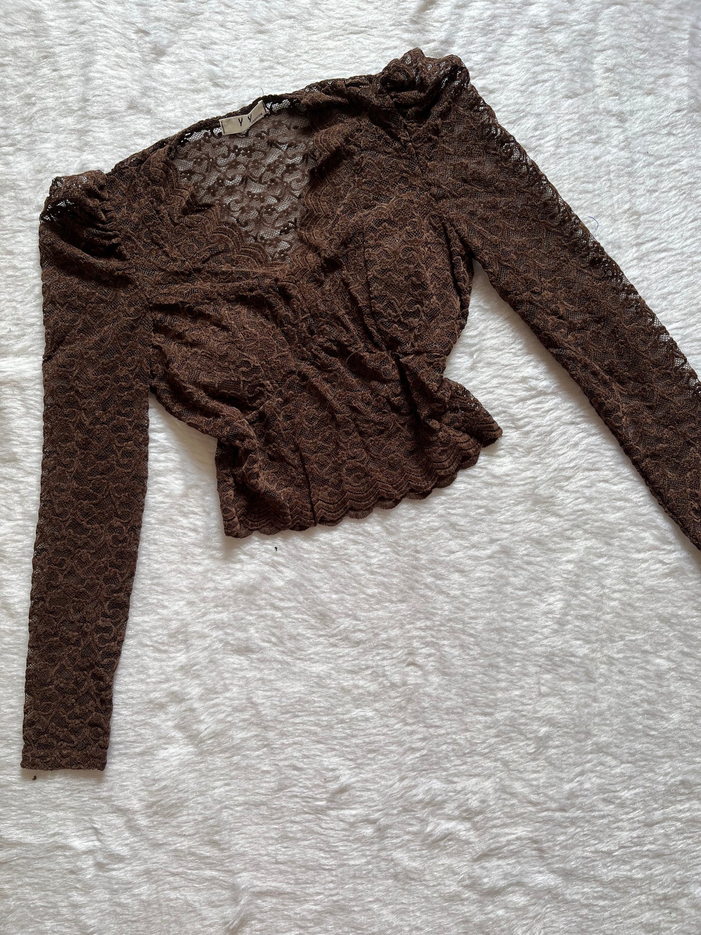 Brown lacy vneck top
