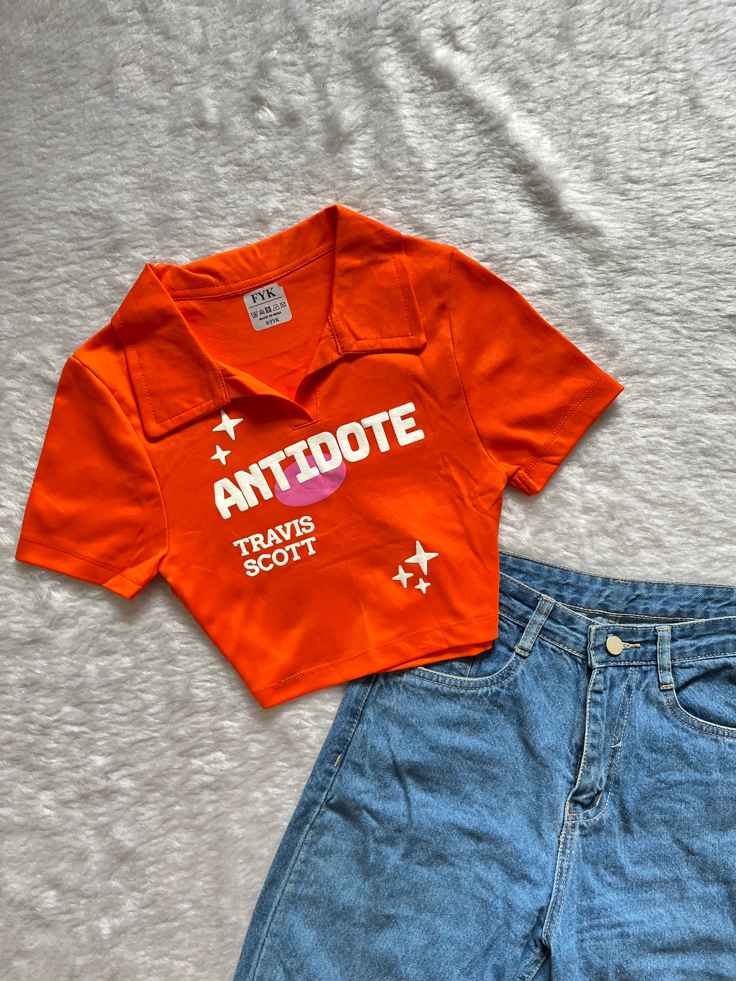 Orange antidote collared tee
