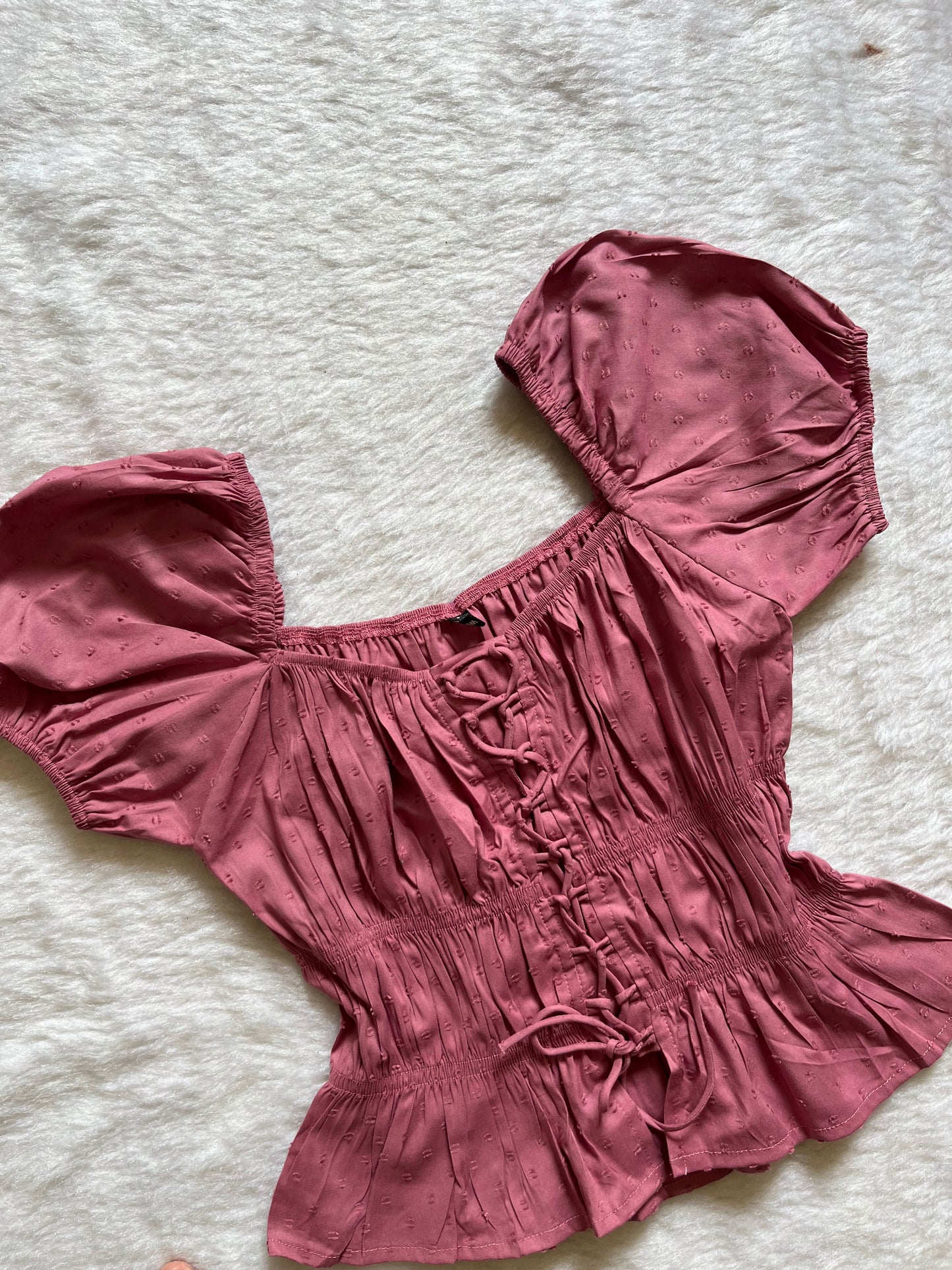 Mauve Pink puffed sleeve top