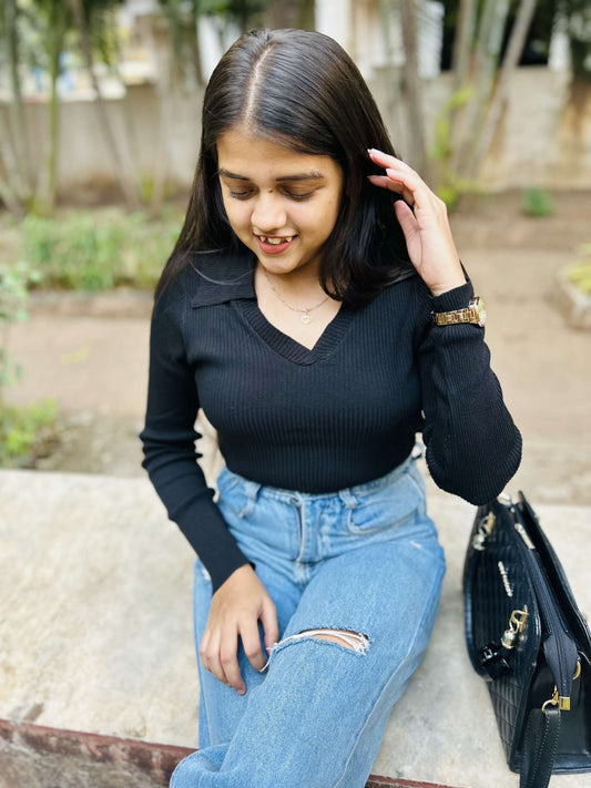 Collared ribbed tees