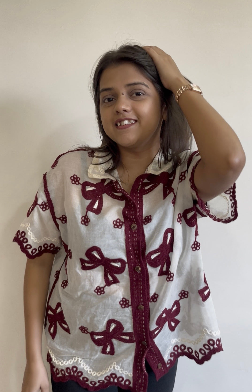 Bow half sleeve shirtš¤