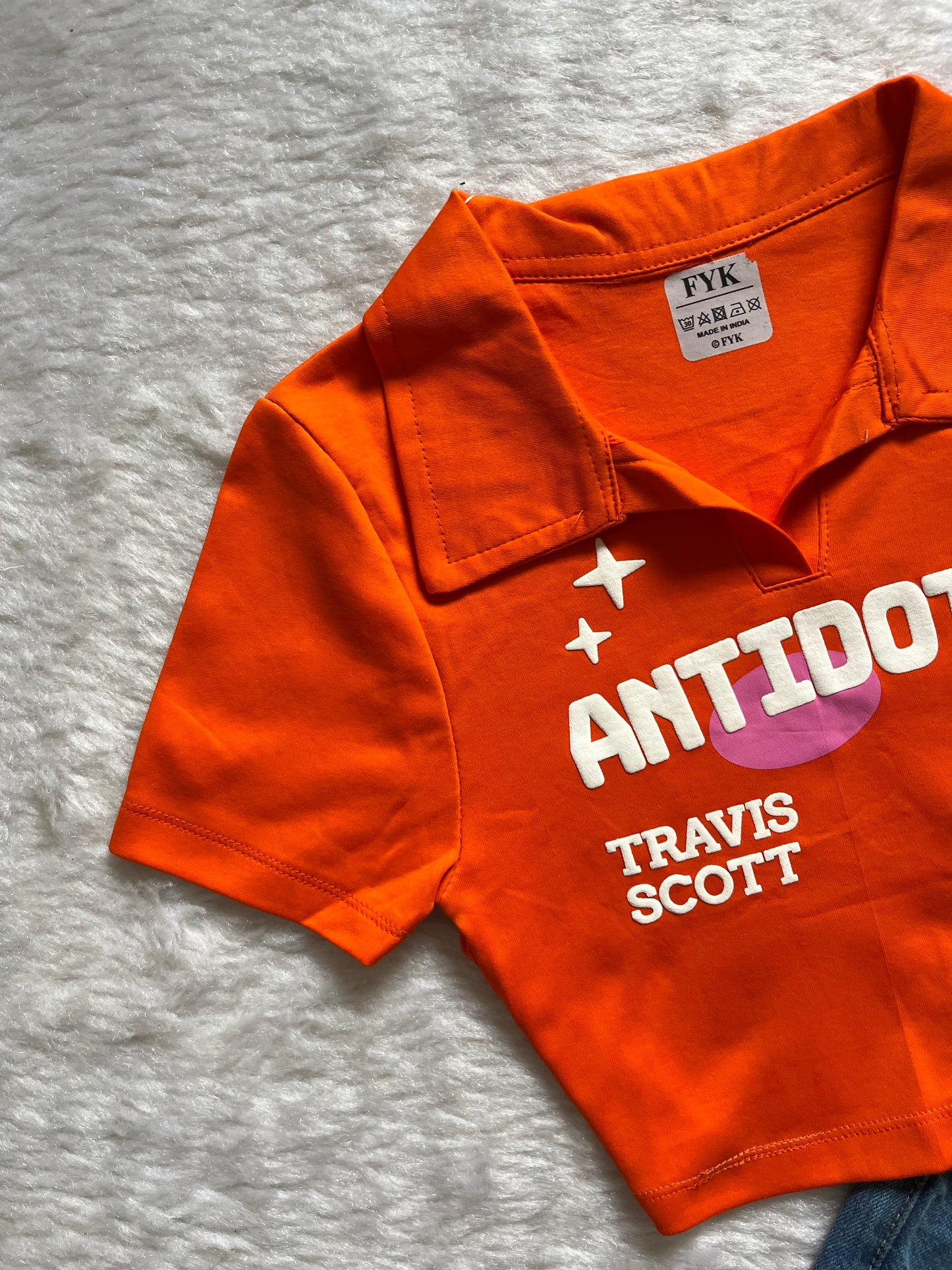Orange antidote collared tee