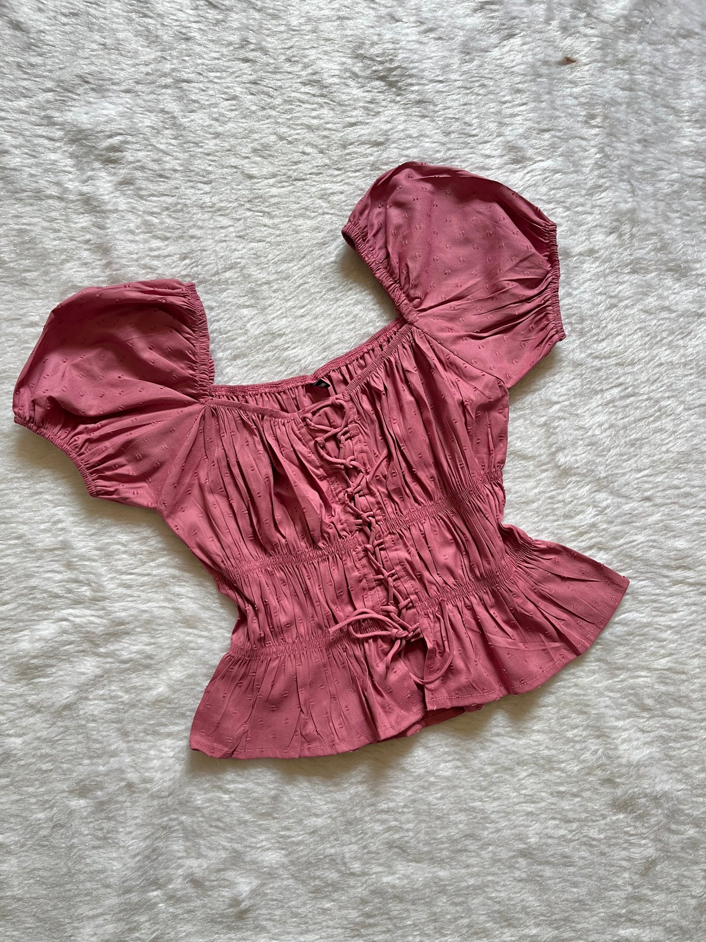 Mauve Pink puffed sleeve top
