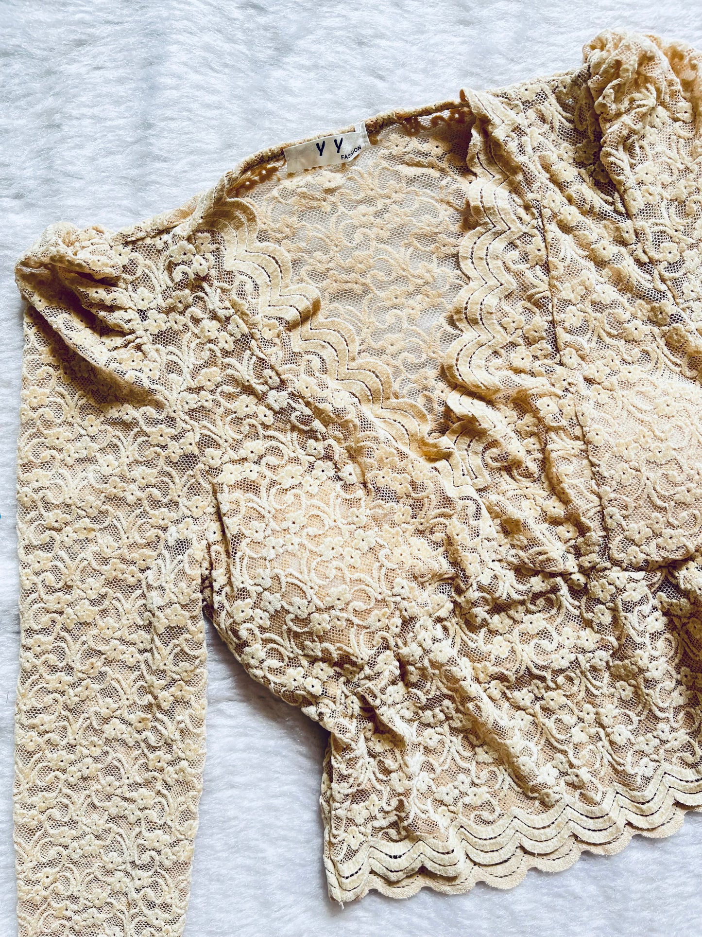 Beige lacy vneck top
