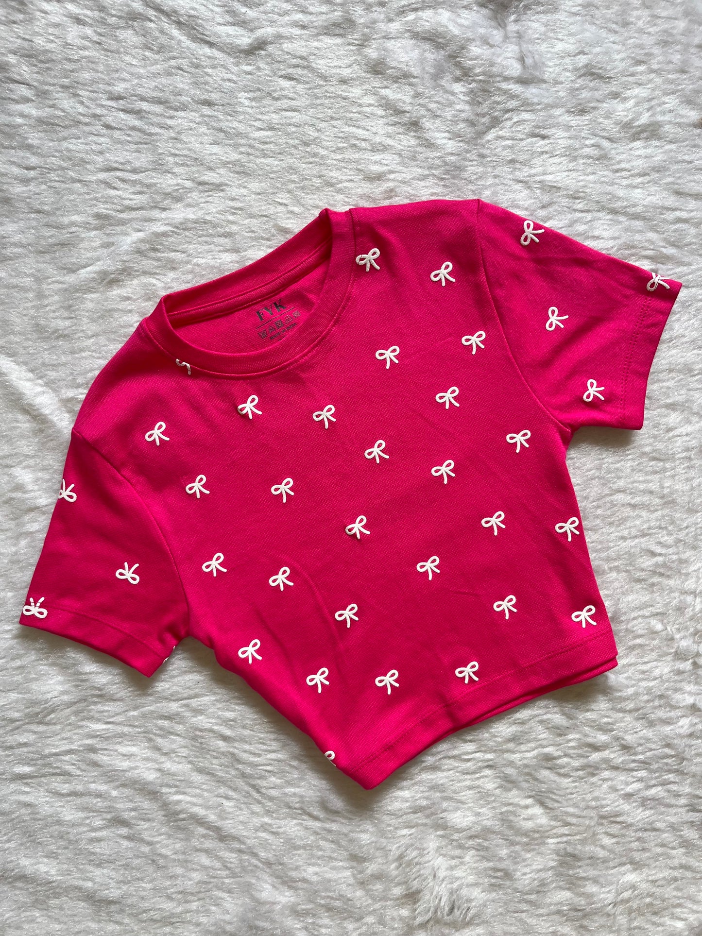 Hot pink Bow baby teeš¤