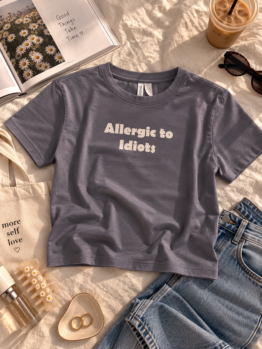 Allergic to idiots fitted tee