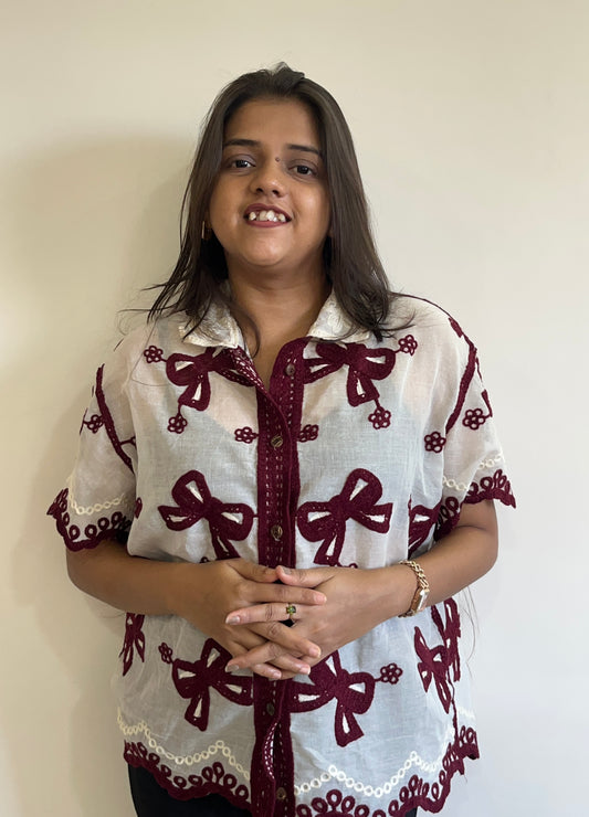 Bow half sleeve shirtš¤