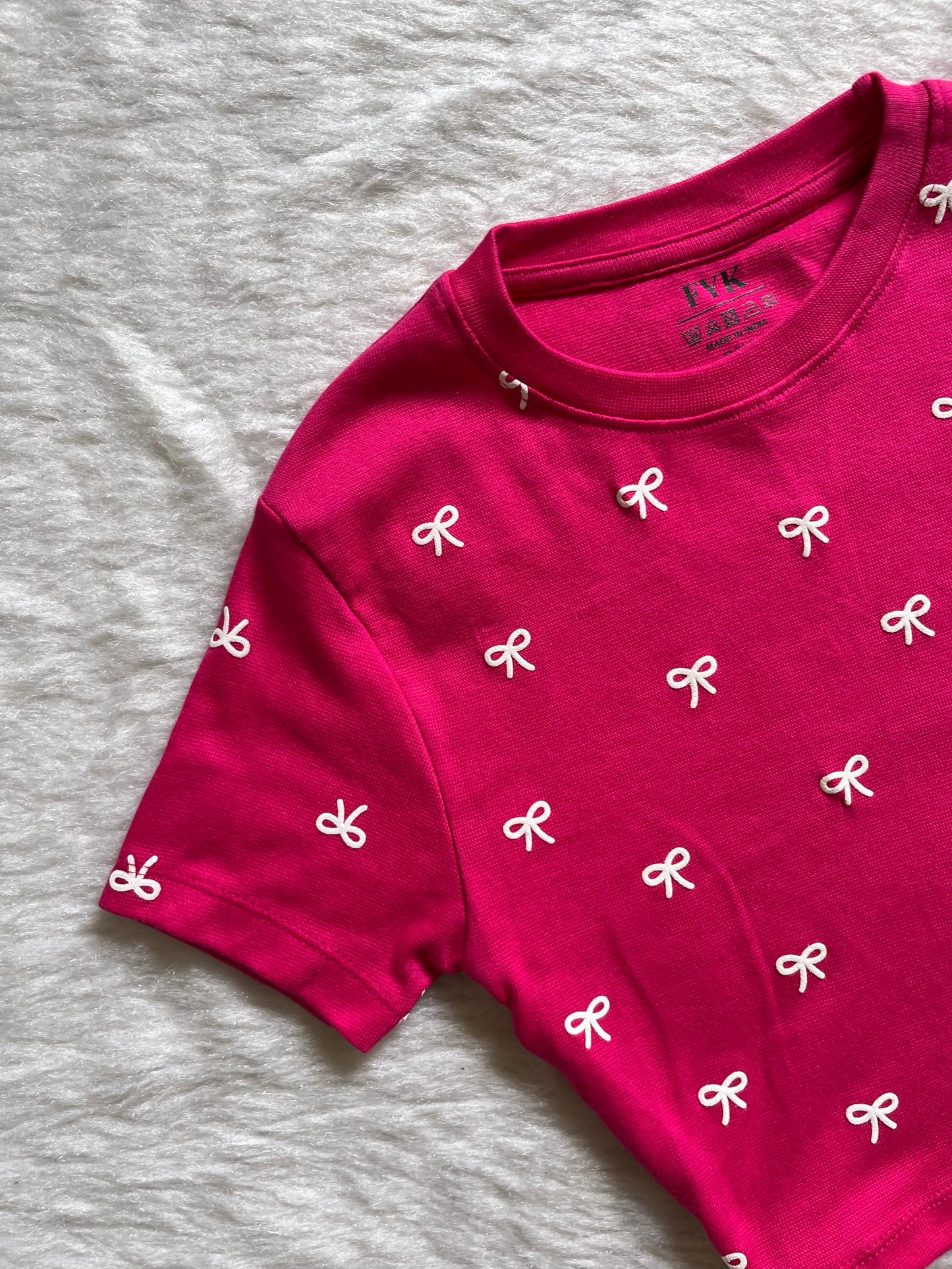 Hot pink Bow baby teeš¤