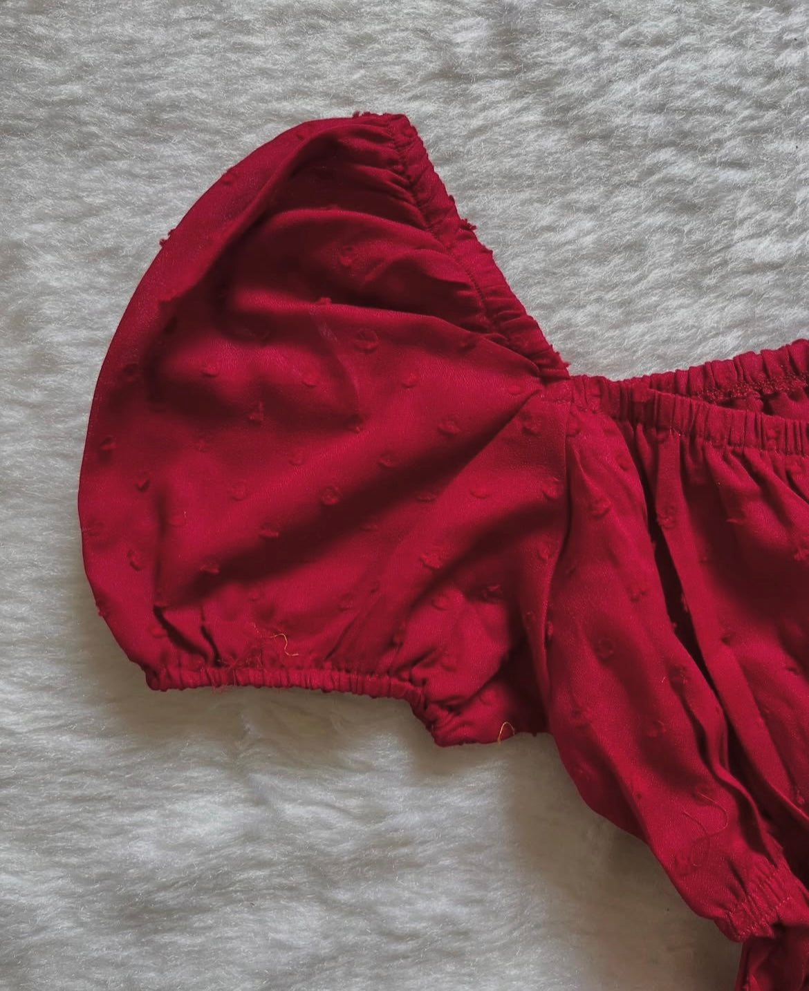 Red puffed sleeve top