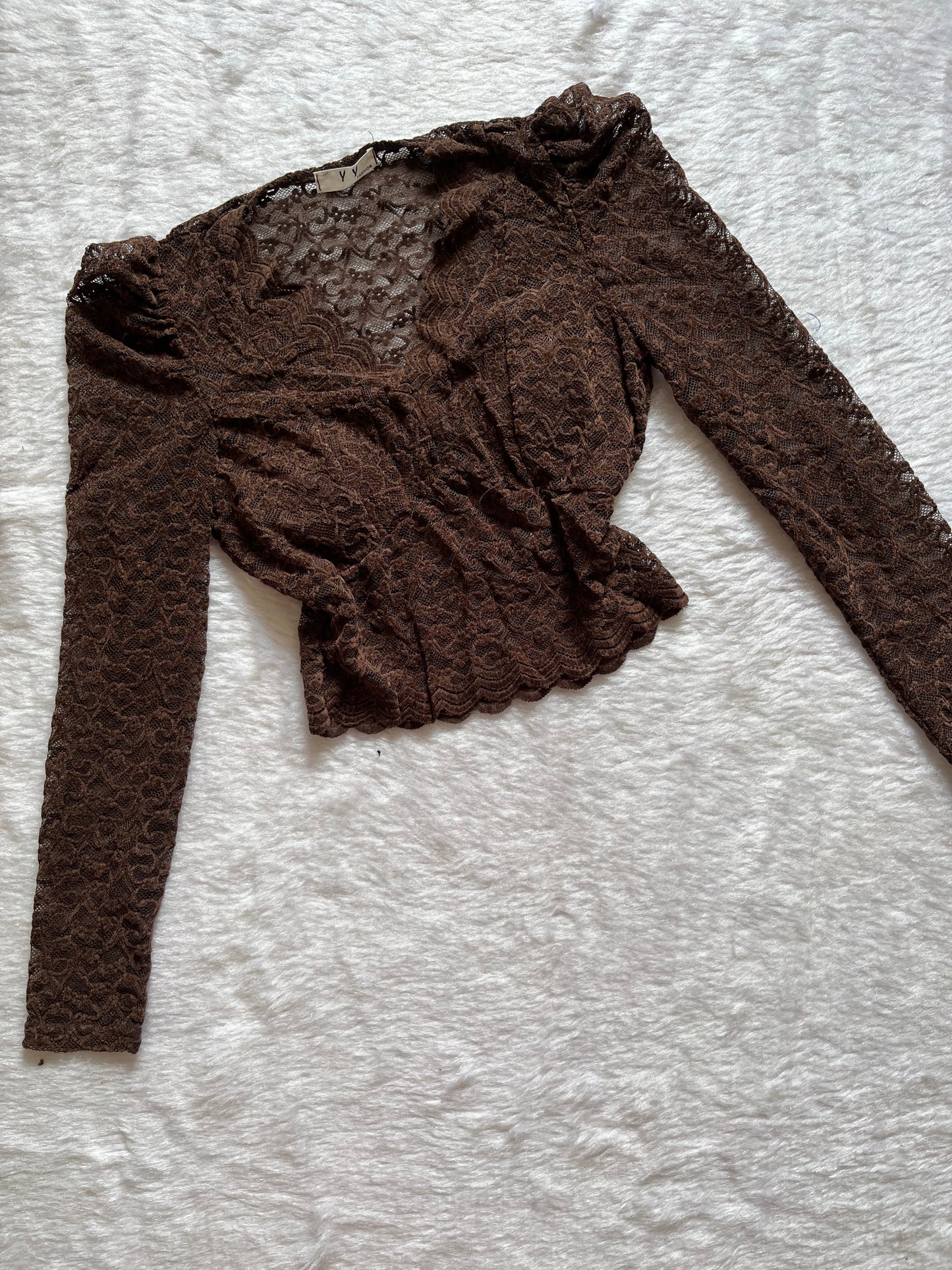 Brown lacy vneck top
