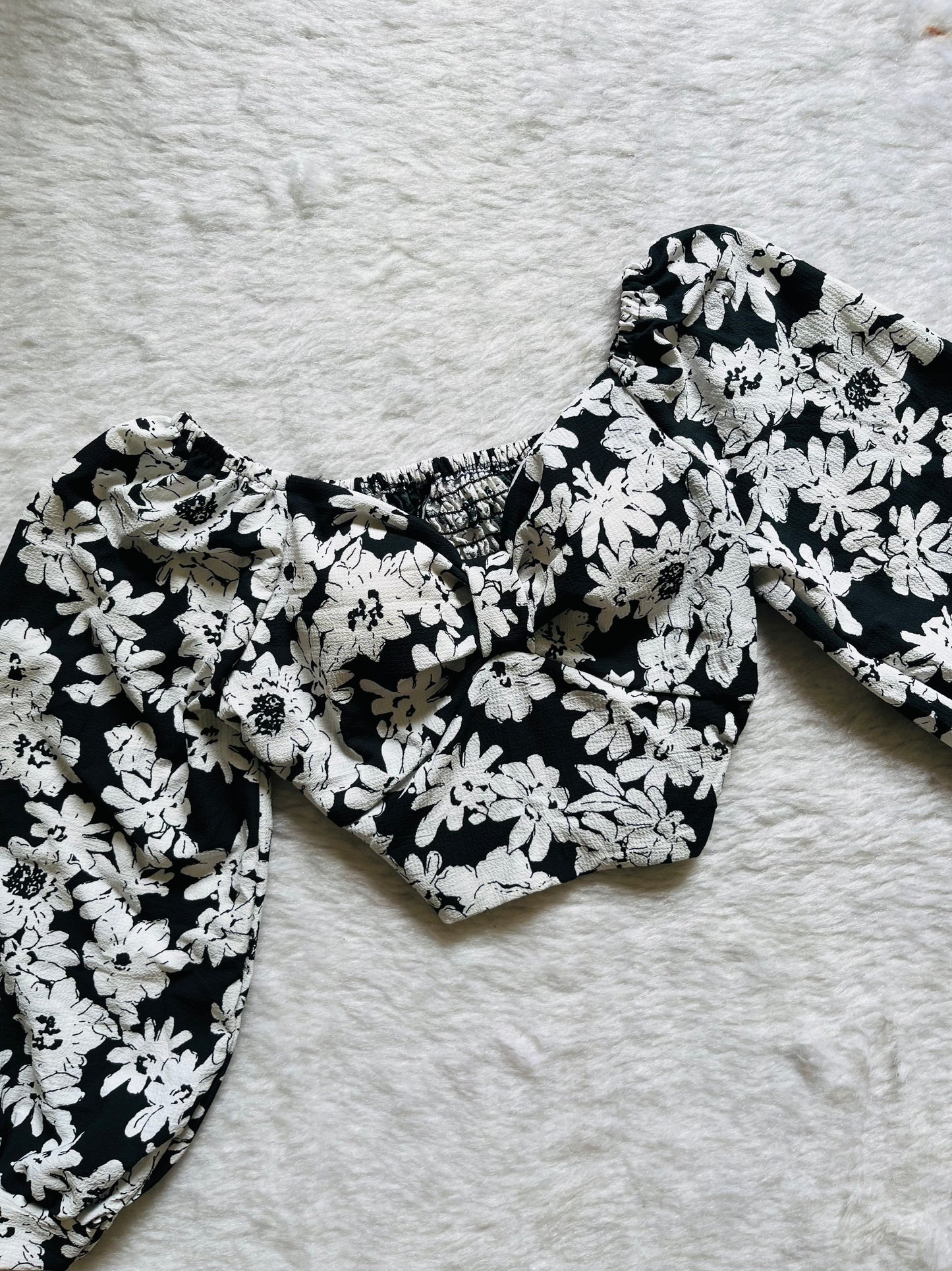 Black Floral padded top