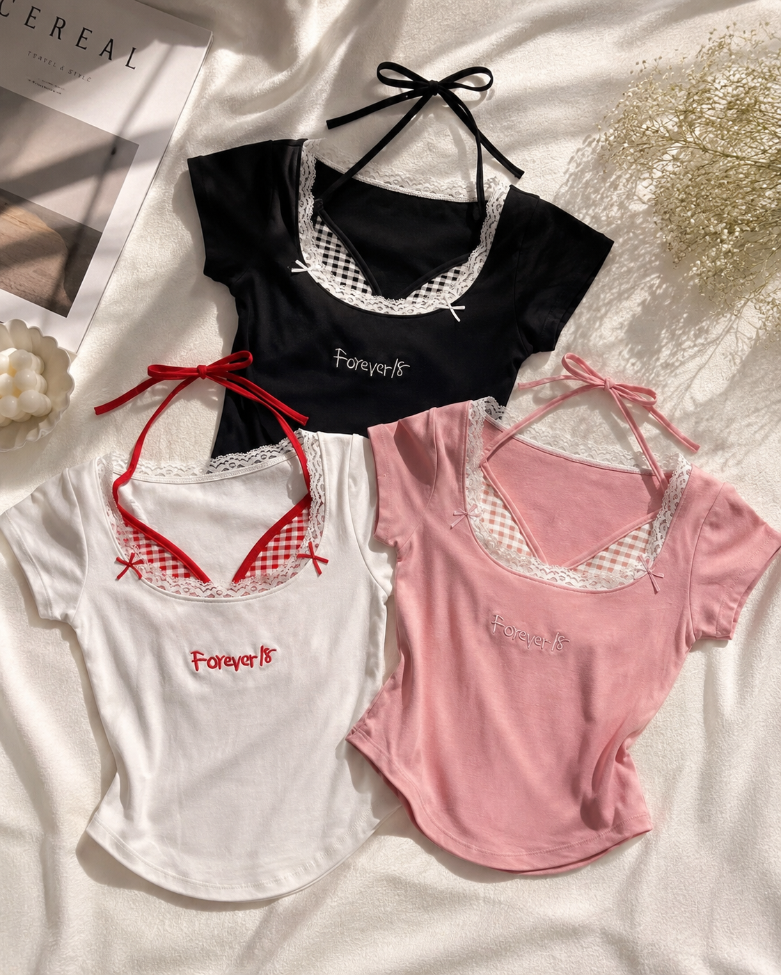 Gingham padded tops