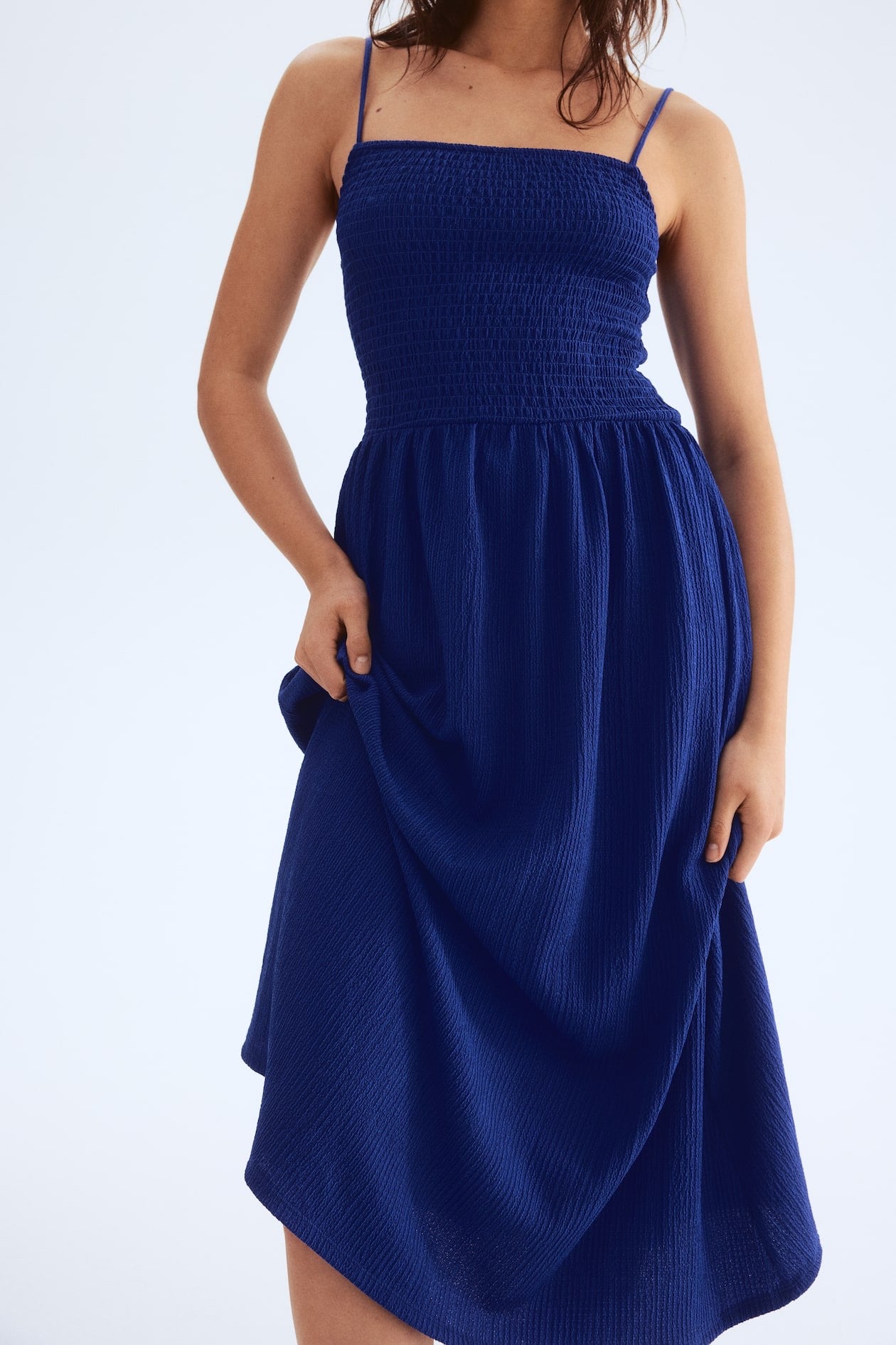 Navy H&M Smocked Dress