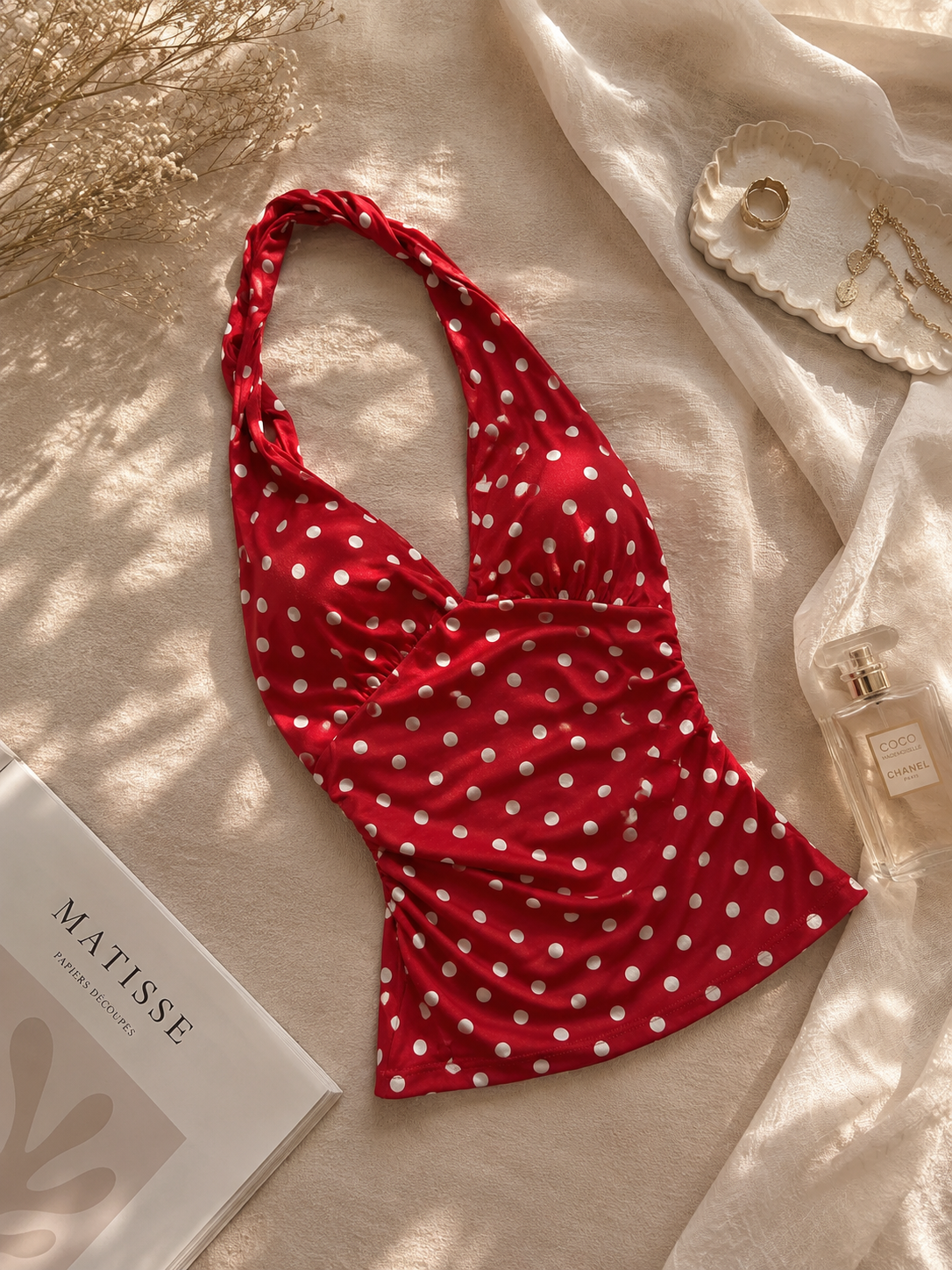 Polka dot haulter tops