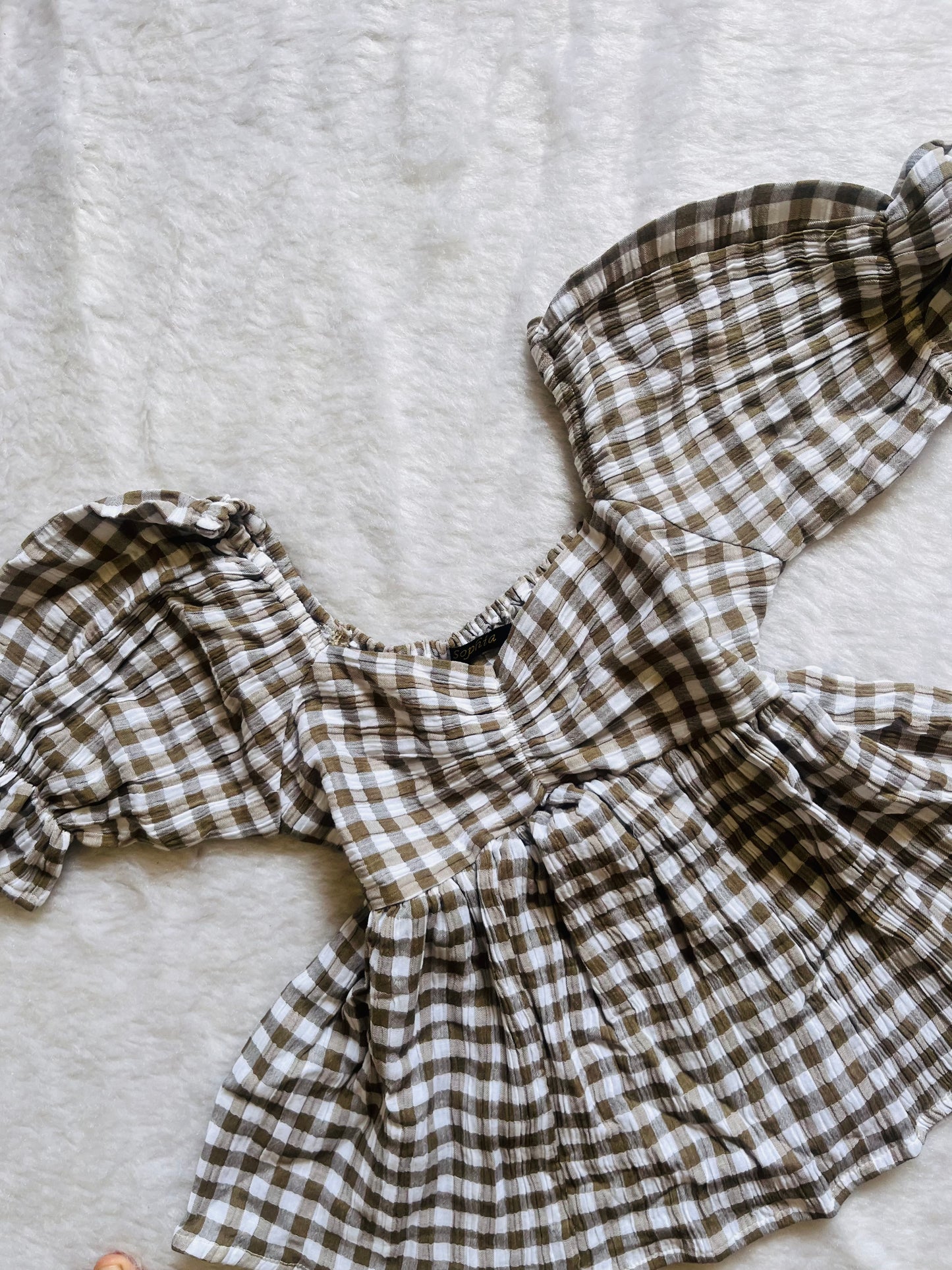 Olive Checkered Peplum top