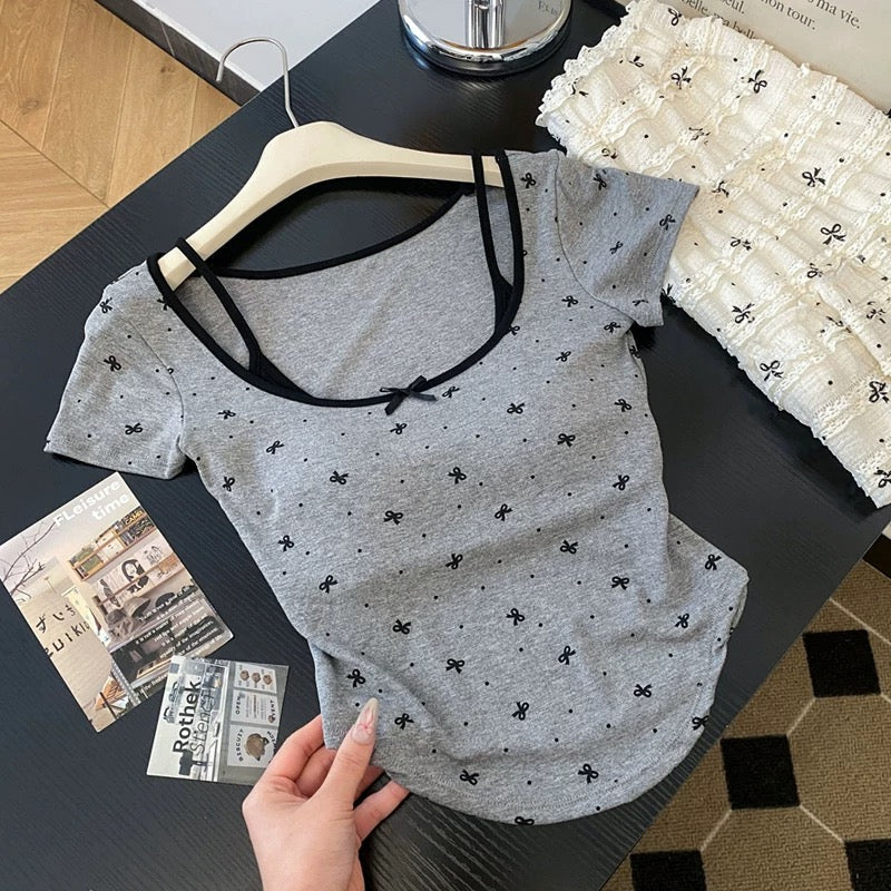 Bow built in bra tops