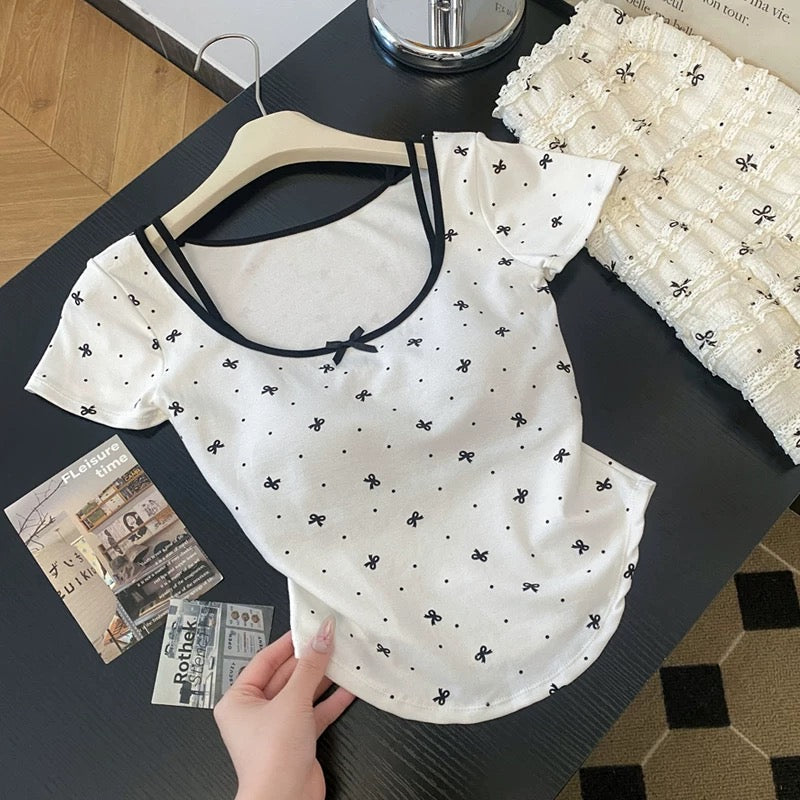 Bow built in bra tops