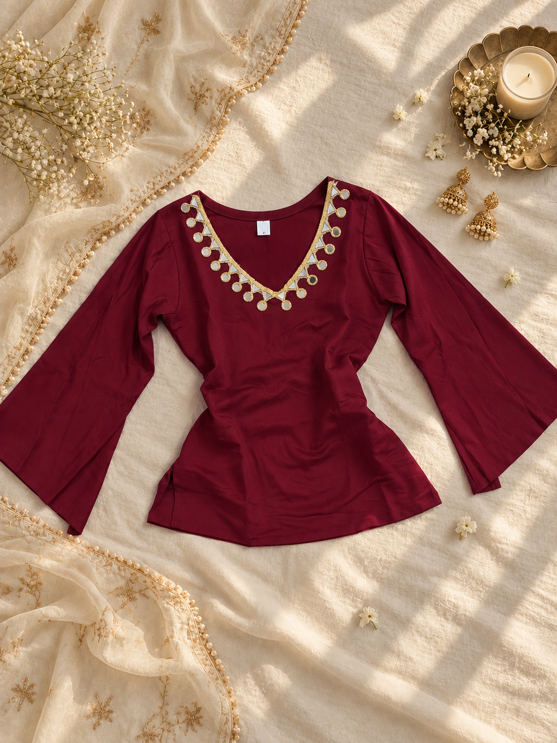 Mirror work solid Kurtis