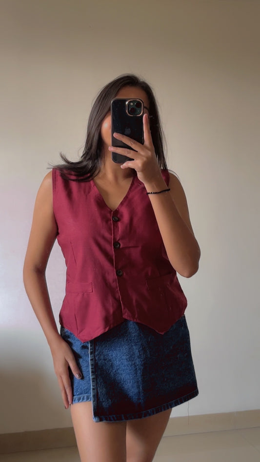 Maroon vest coat