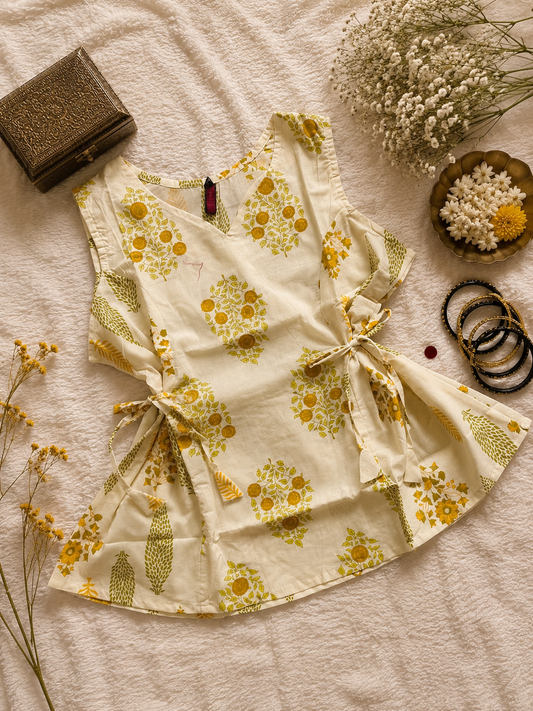 Yellow floral printed kurti
