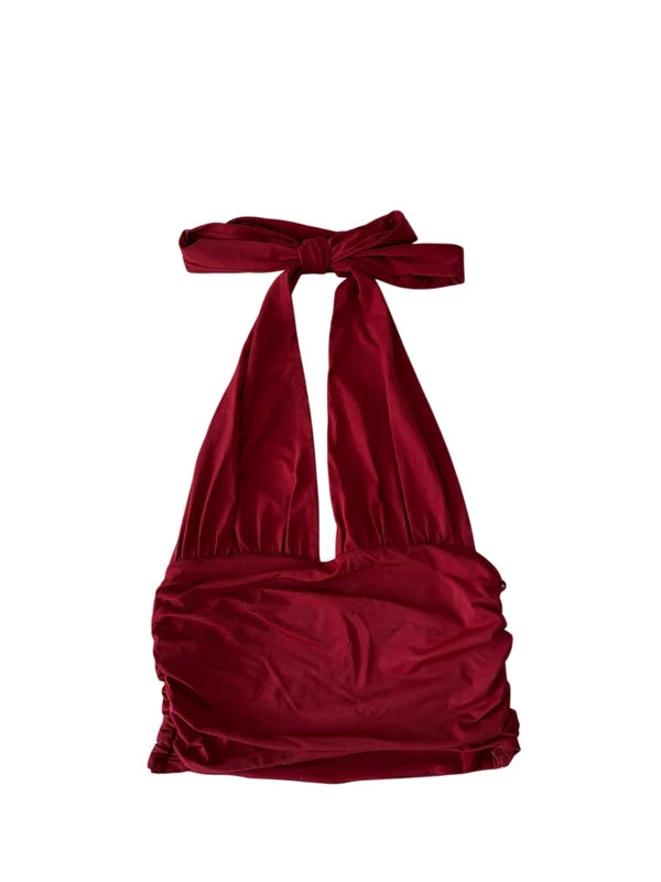 Deep red haulter top