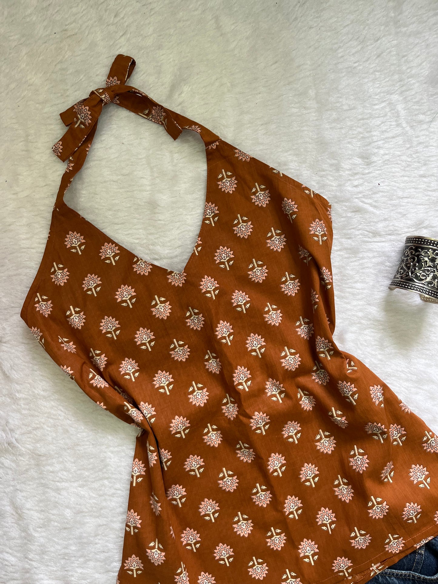 Brown haulter kurti