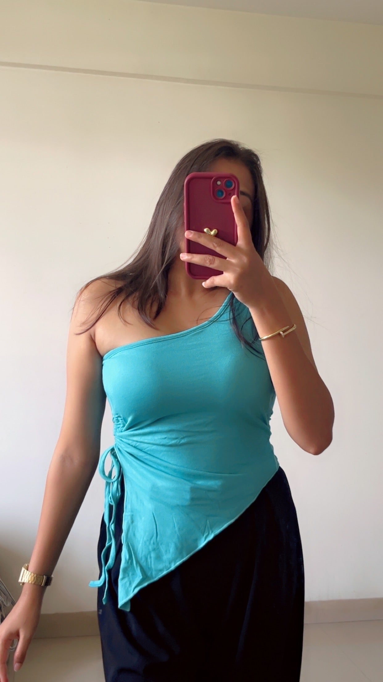 One shoulder buckle top❤️
