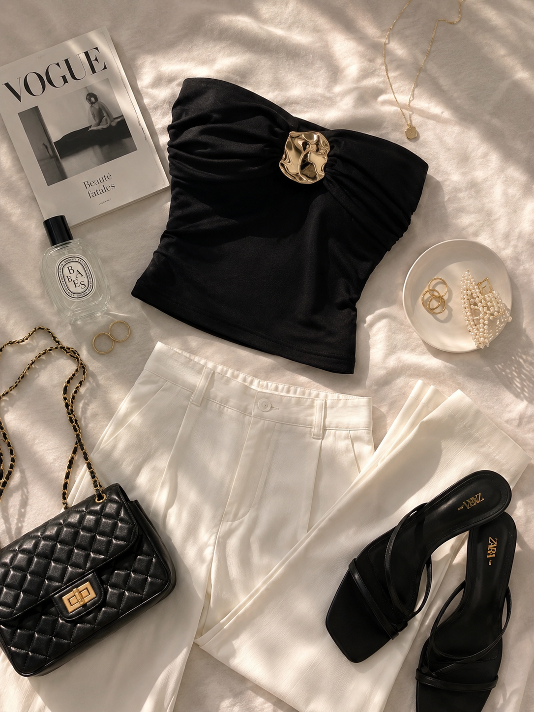 Gold buckle tube tops