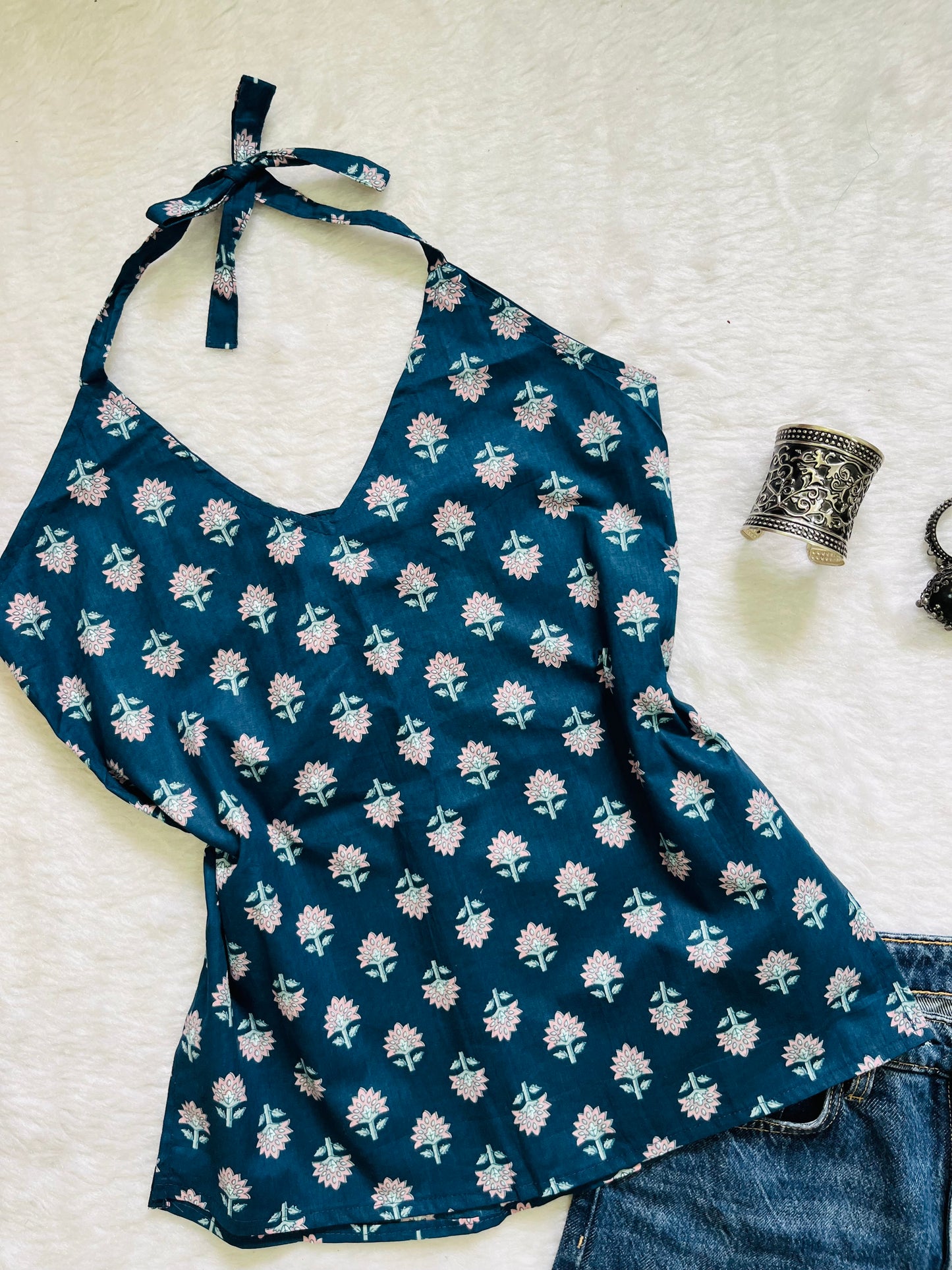 Navy blue haulter kurti