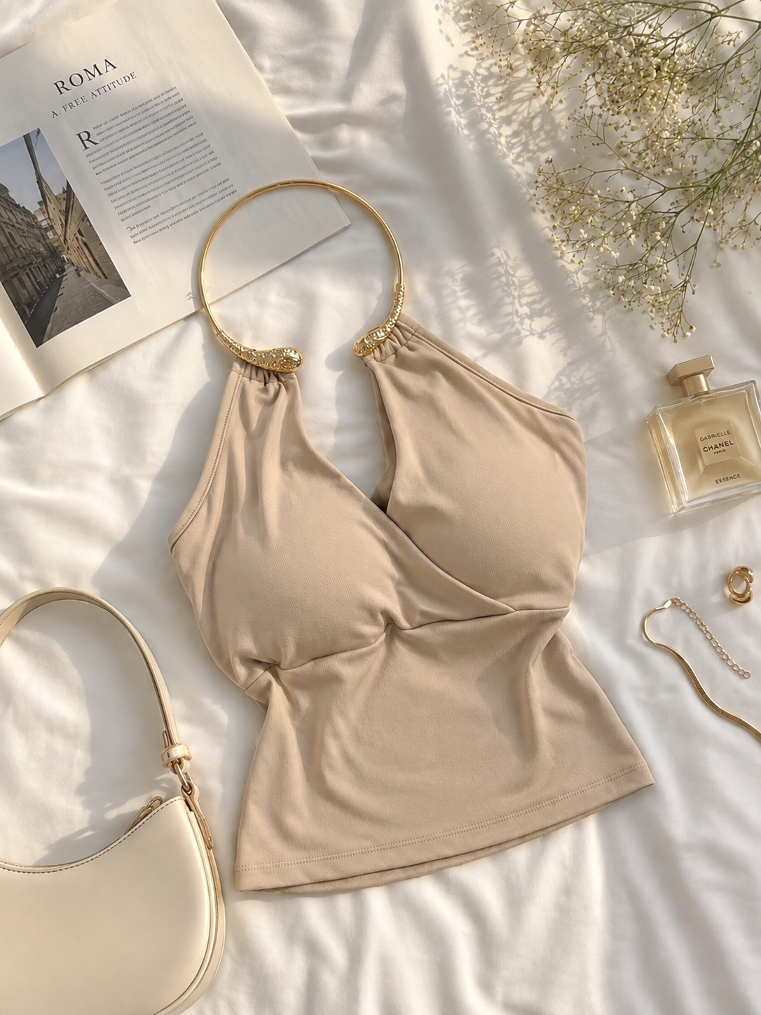 Golden choker tops