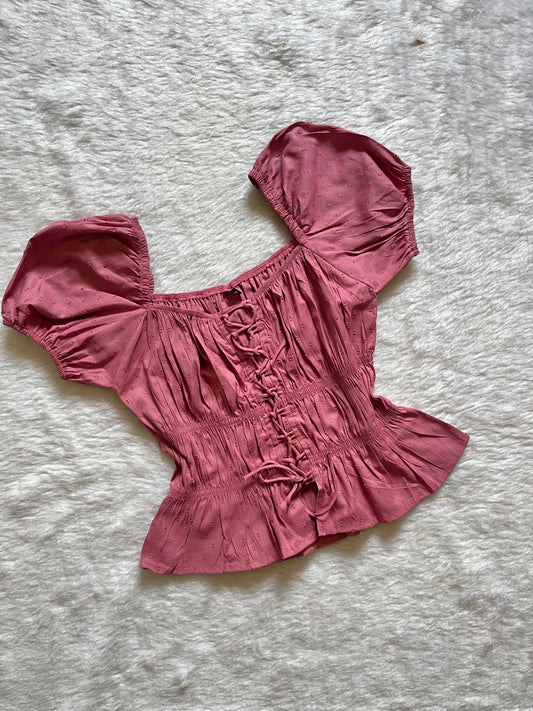 Mauve Pink puffed sleeve top