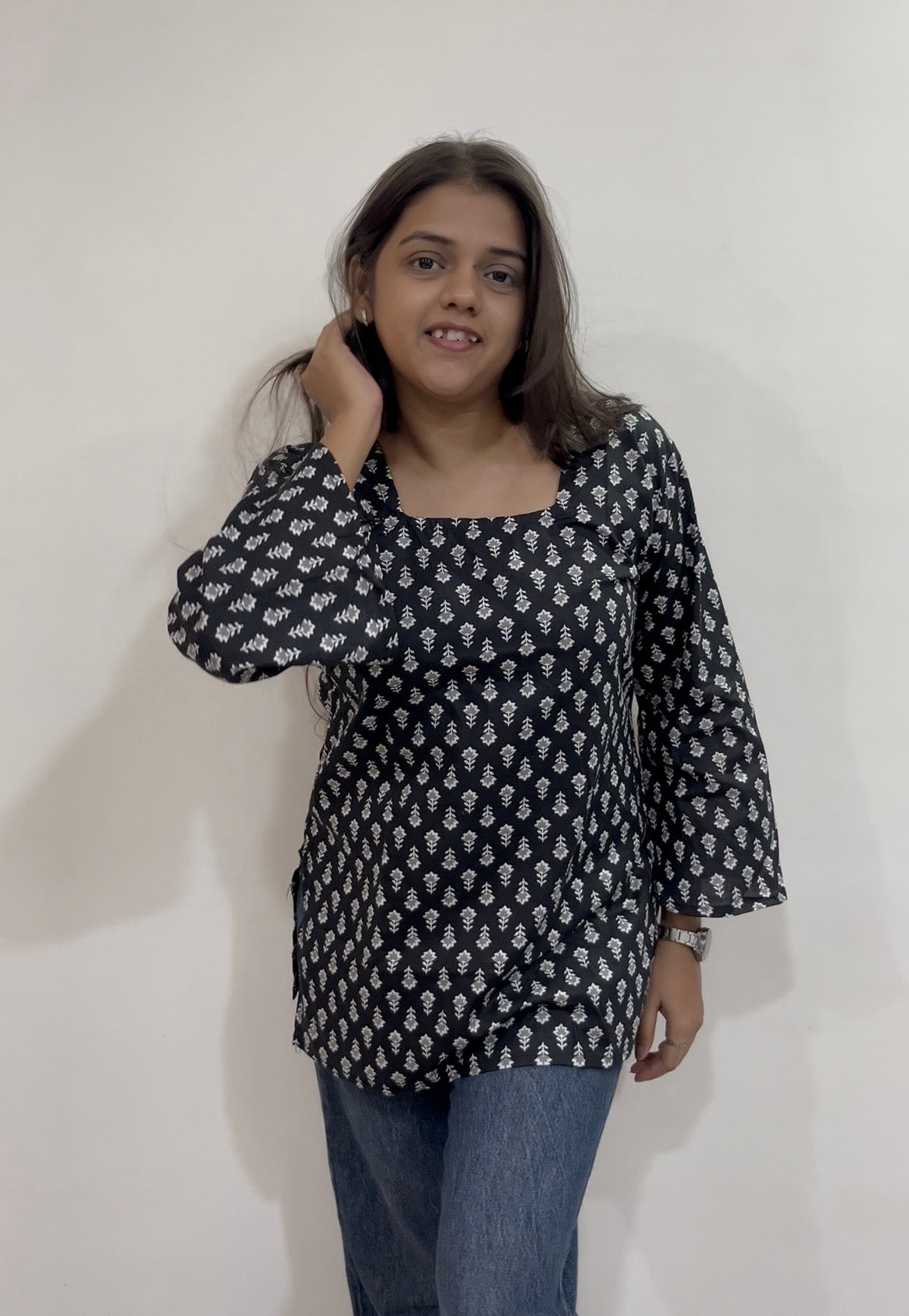 Black bell sleeves kurta