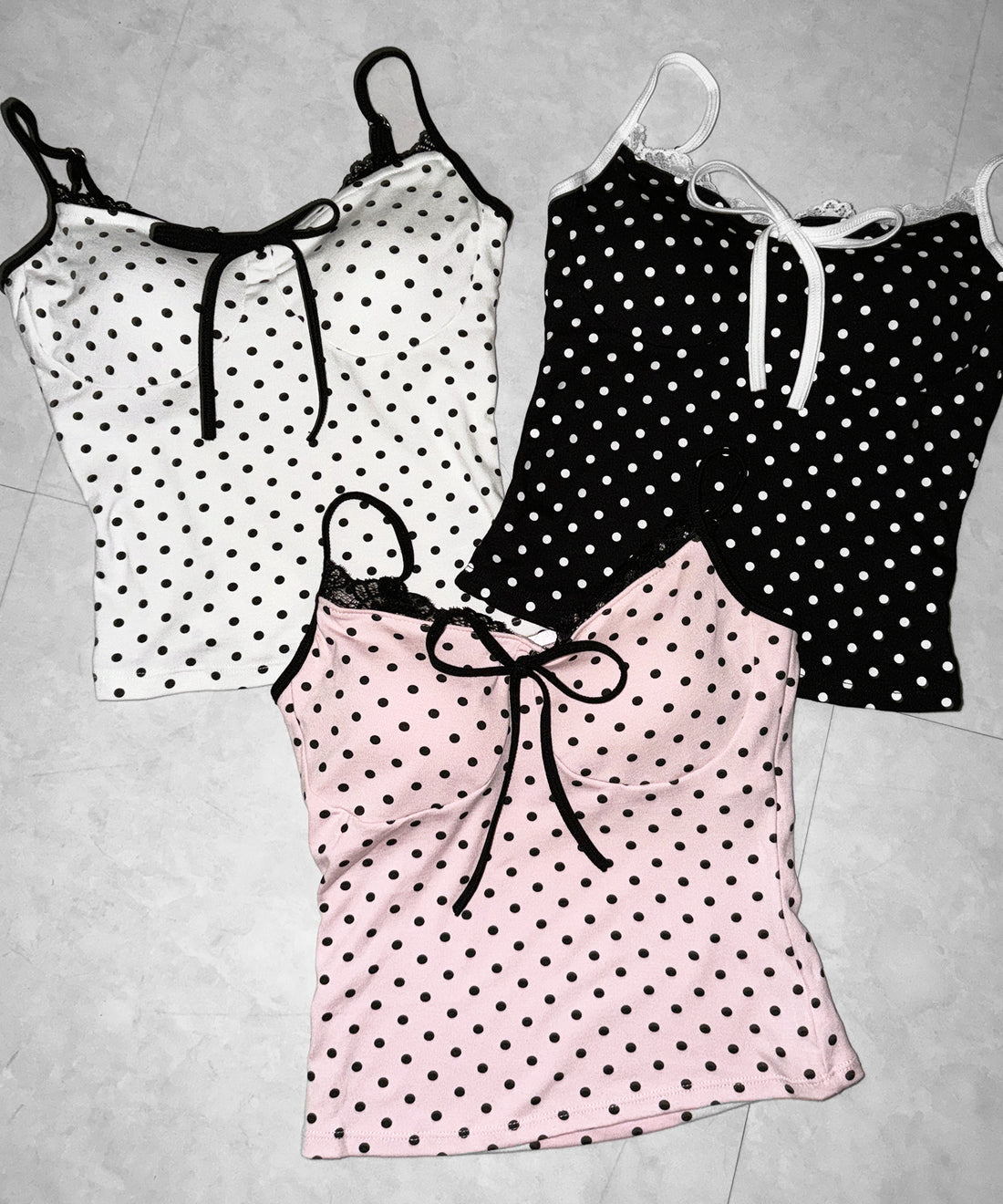 Lacy polka dot camis