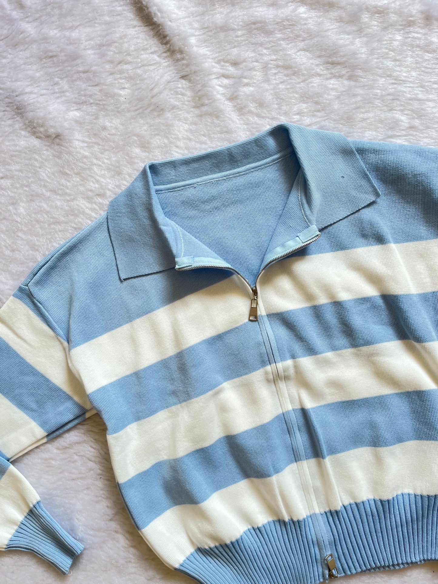 Pastels stripes zipper jacket